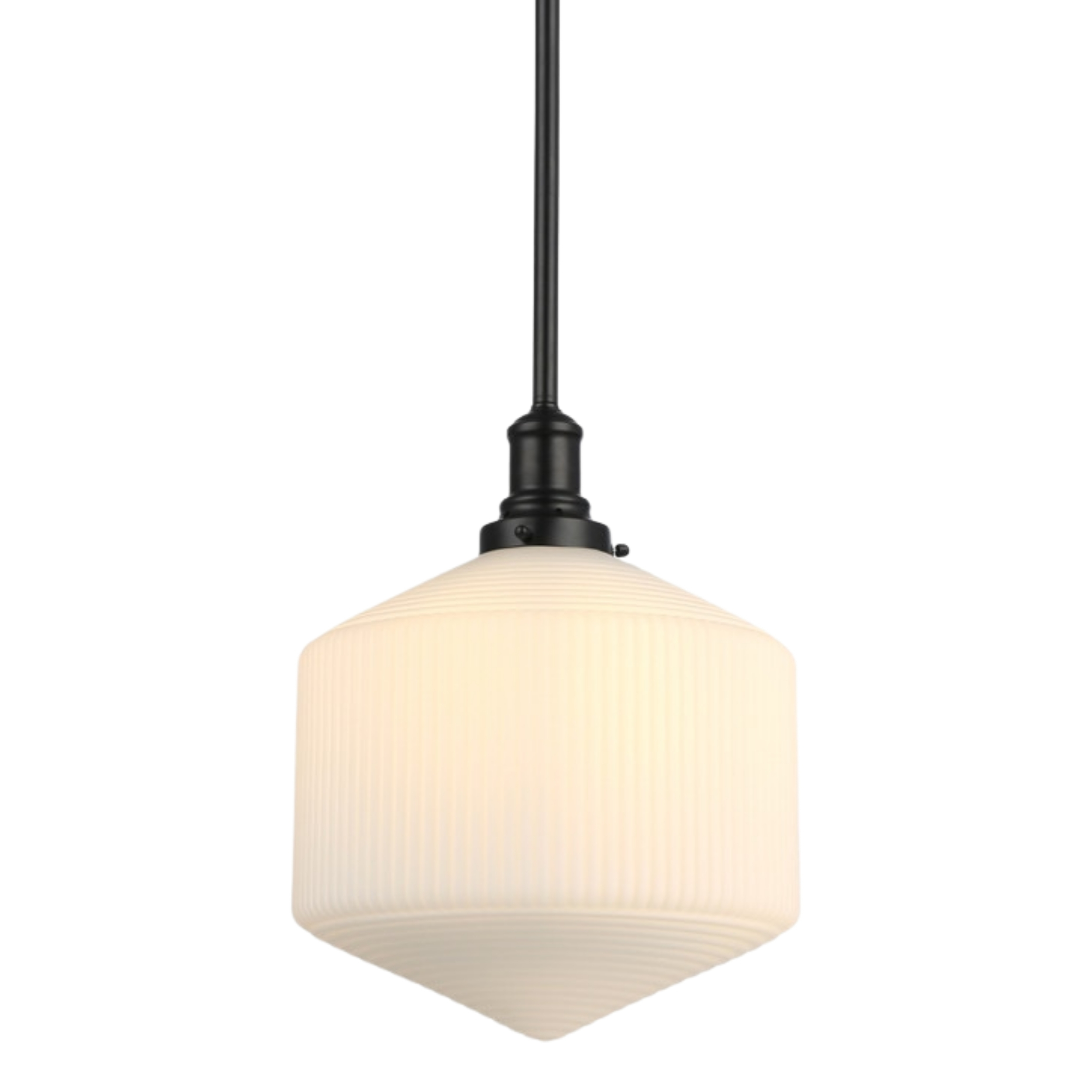 Jefferson Opal Glass Rod Pendant Light - Matt Black