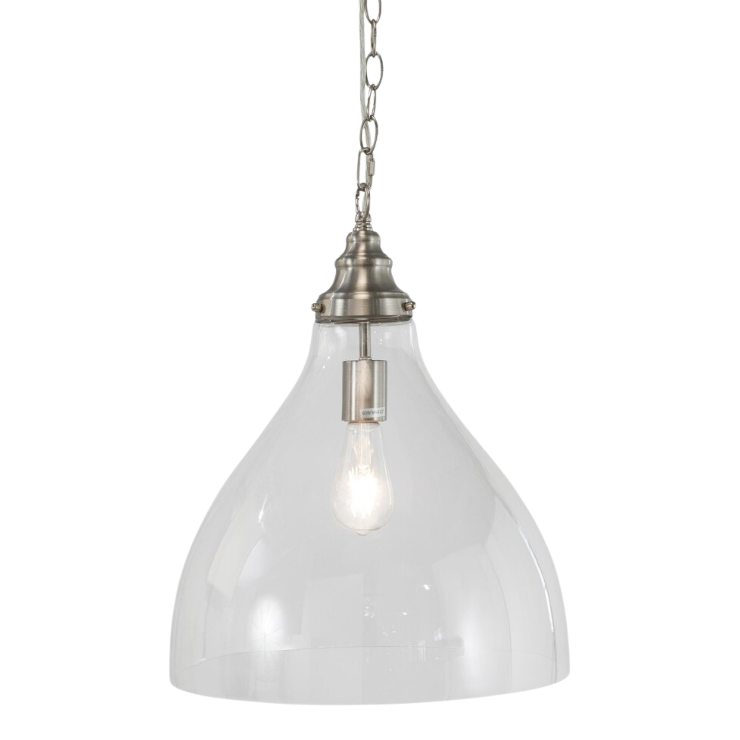 Keys Clear Glass Chain Pendant Light - Brushed Nickel