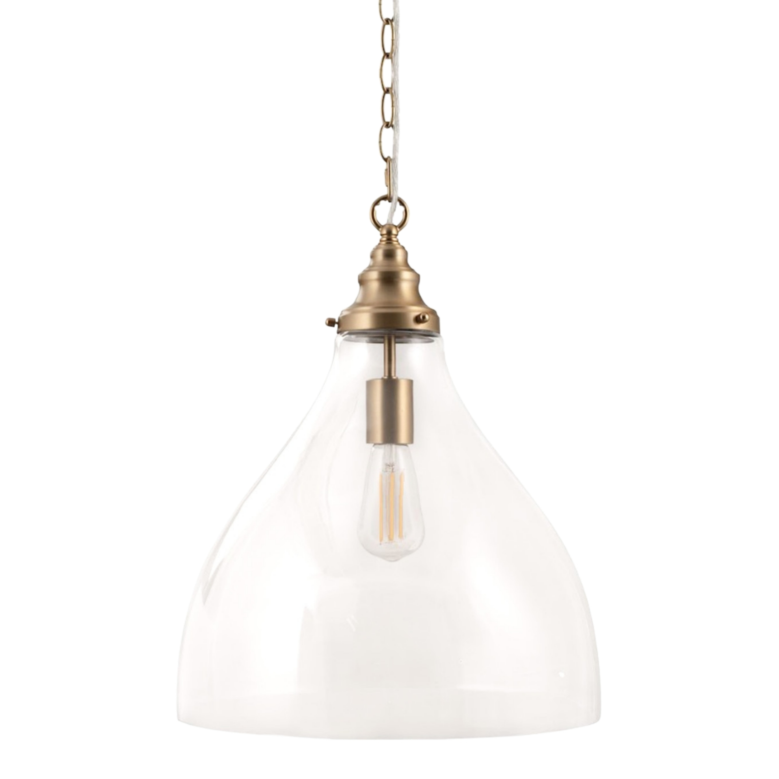 Keys Clear Glass Chain Pendant Light - Satin Brass