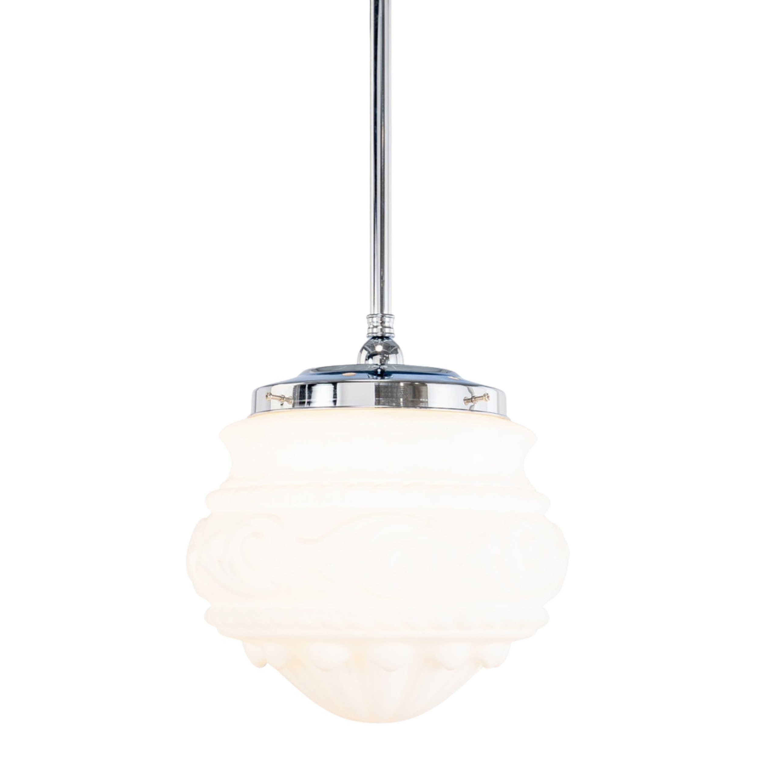 Premier Matt Opal Glass Rod Pendant - Chrome