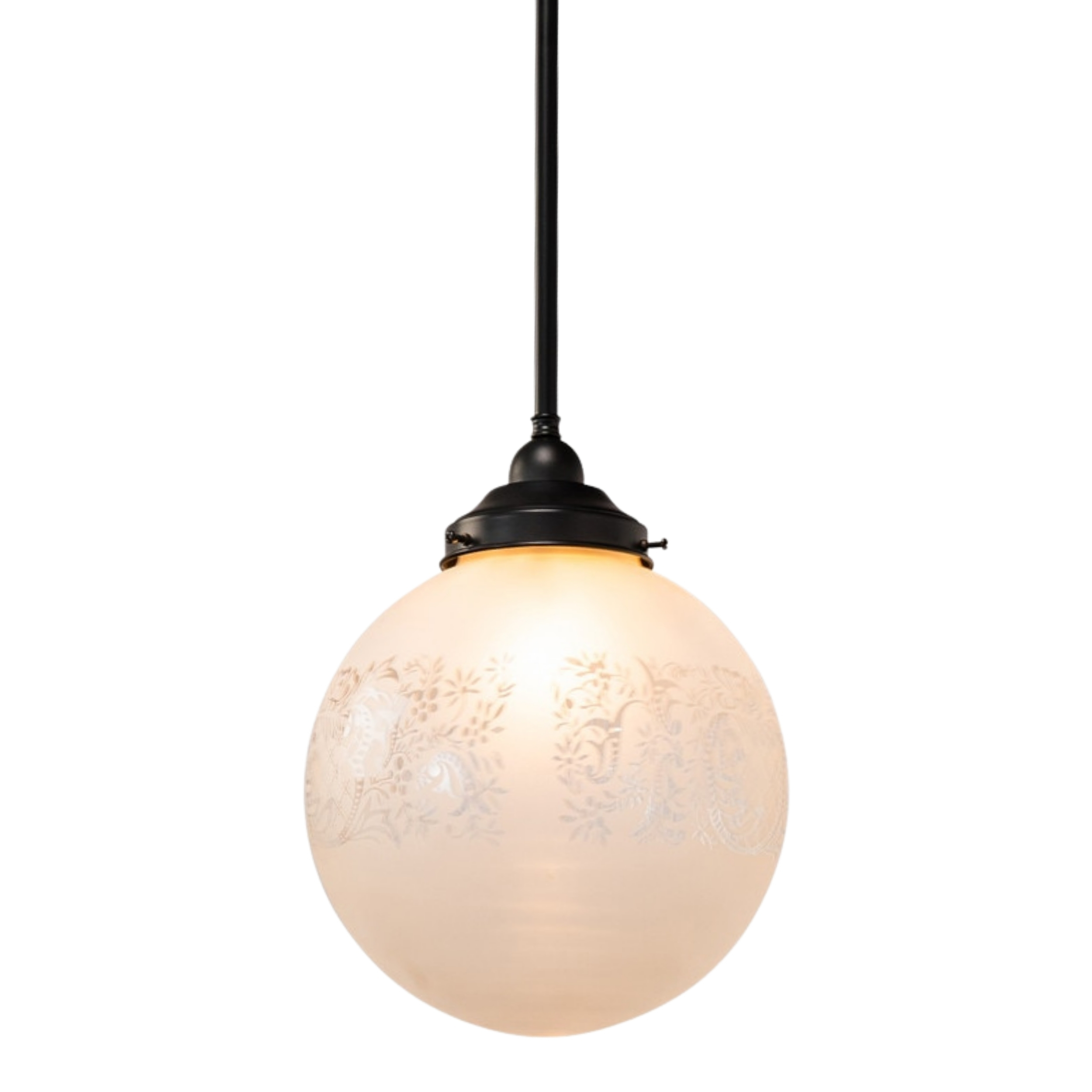 Sheffield Round Frost-Etched Glass Rod Pendant - Patina