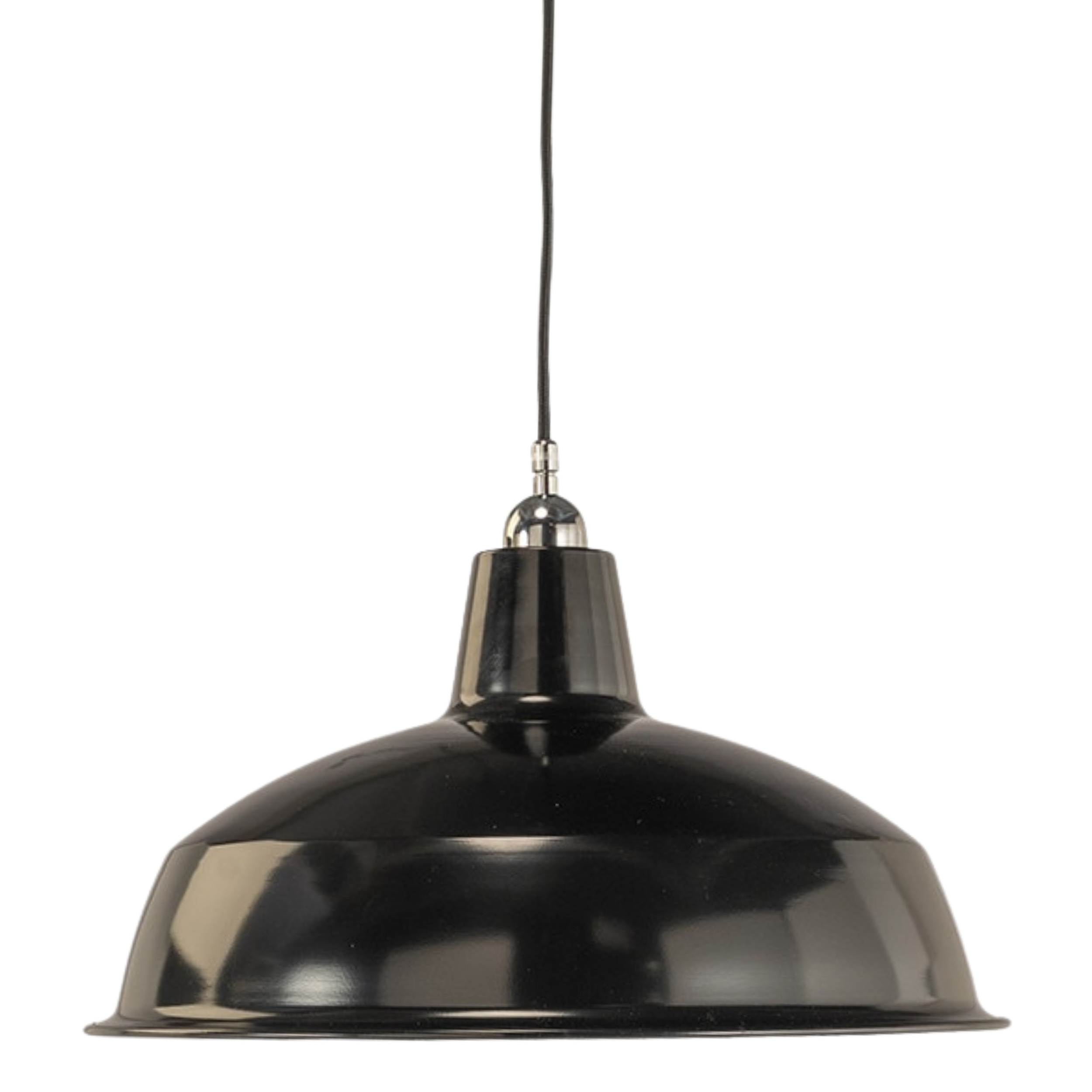 Warehouse Chrome Metal Black Dome Cord Pendant