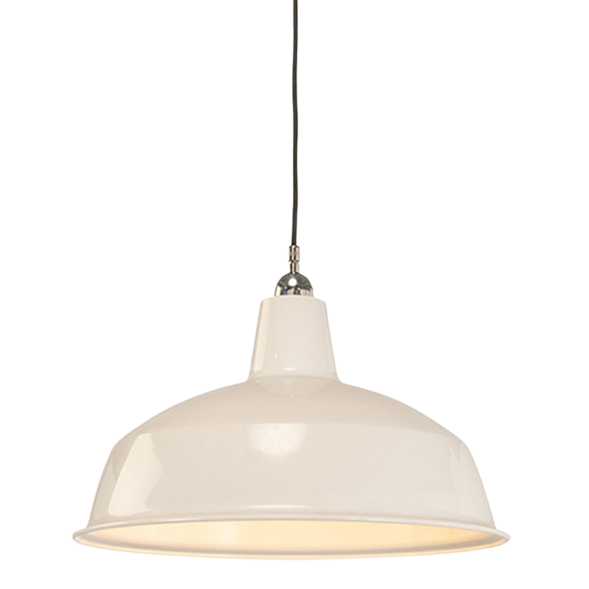 Warehouse Chrome Metal White Dome Cord Pendant