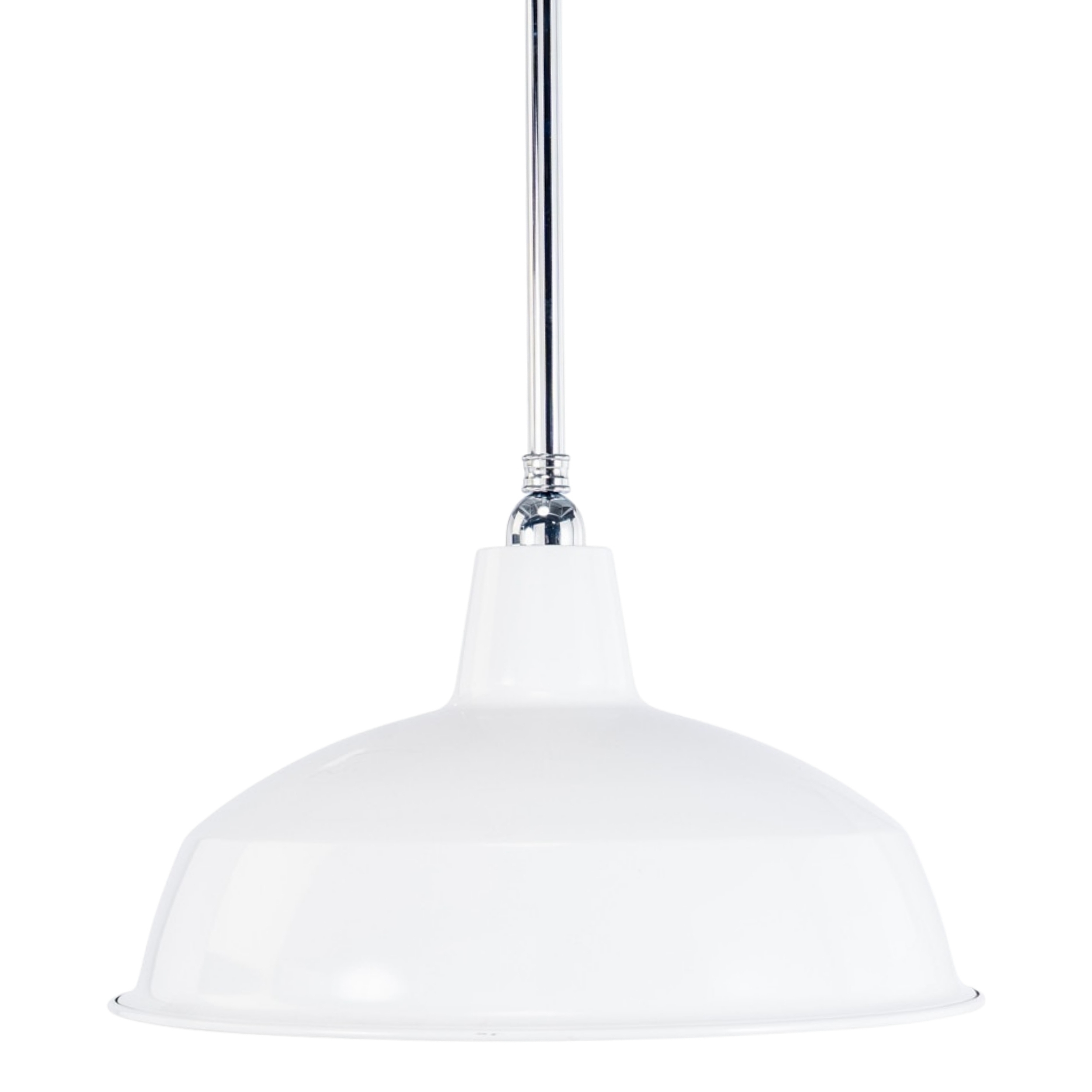 Warehouse Chrome Metal White Dome Rod Pendant