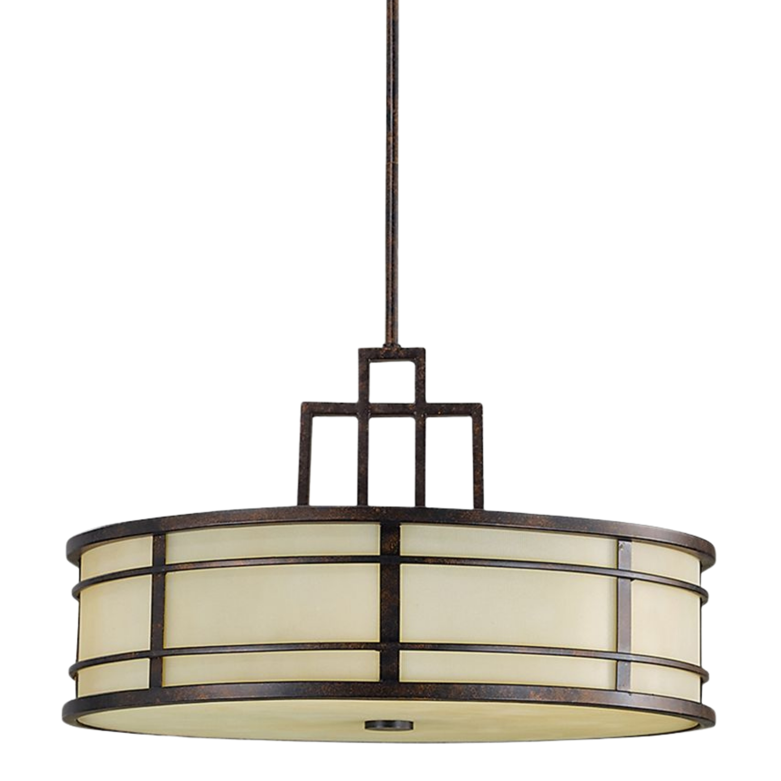 Fusion Grecian Bronze Geometric Drum Chandelier