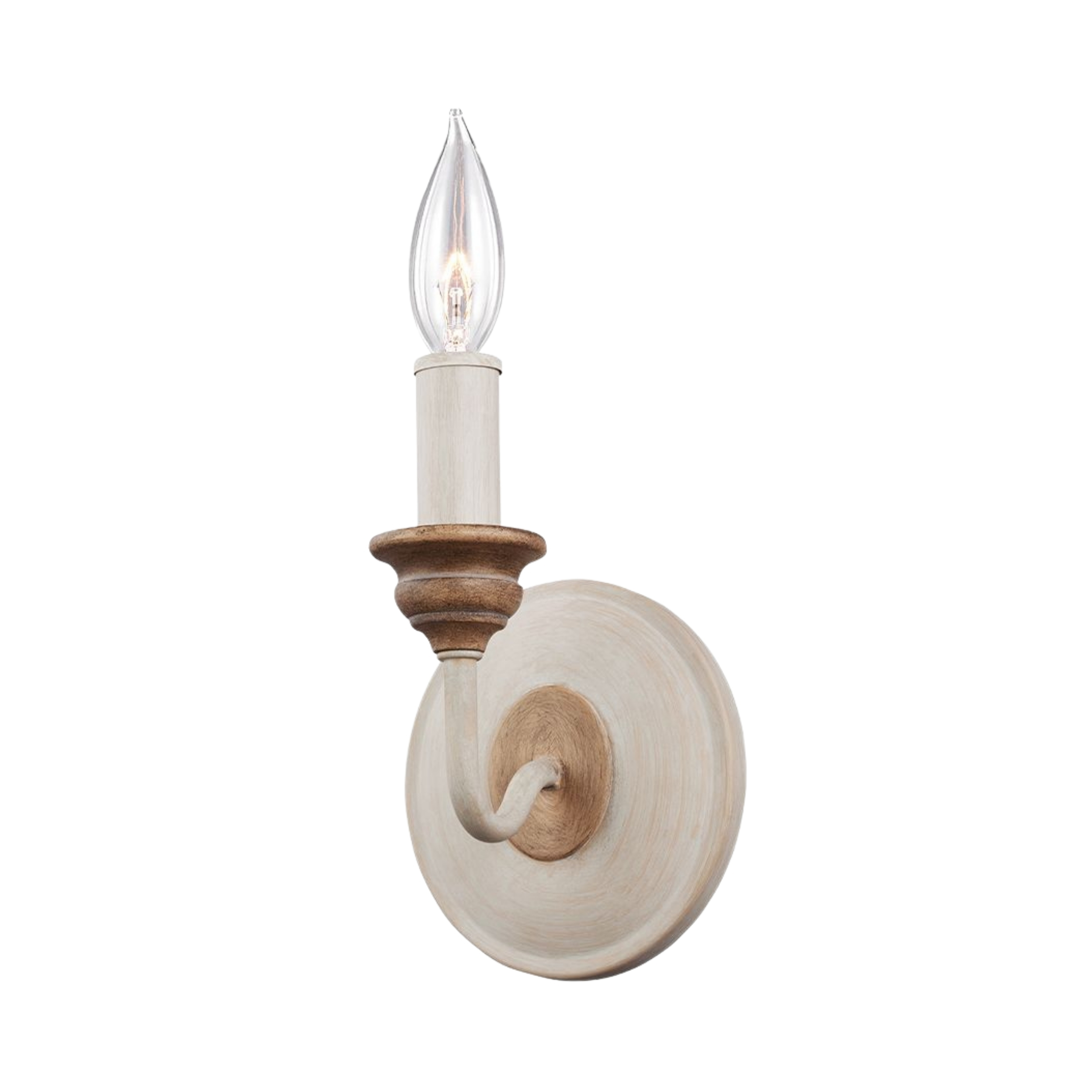Hartsville Washed Chalk Beachwood Solo Candle Wall Light