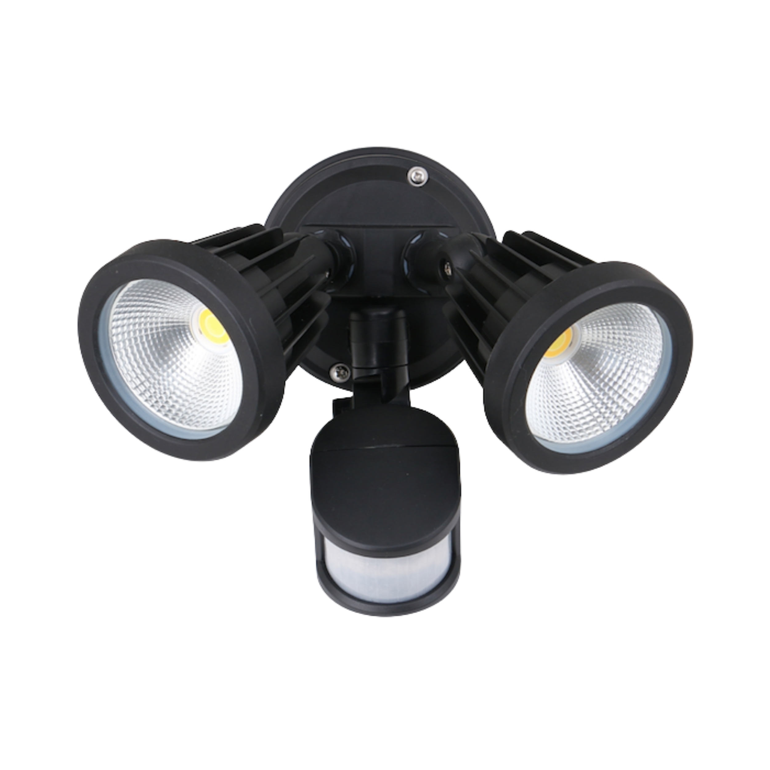 Azel Twin Light IP65 3CCT LED Floodlight with Sensor - Black