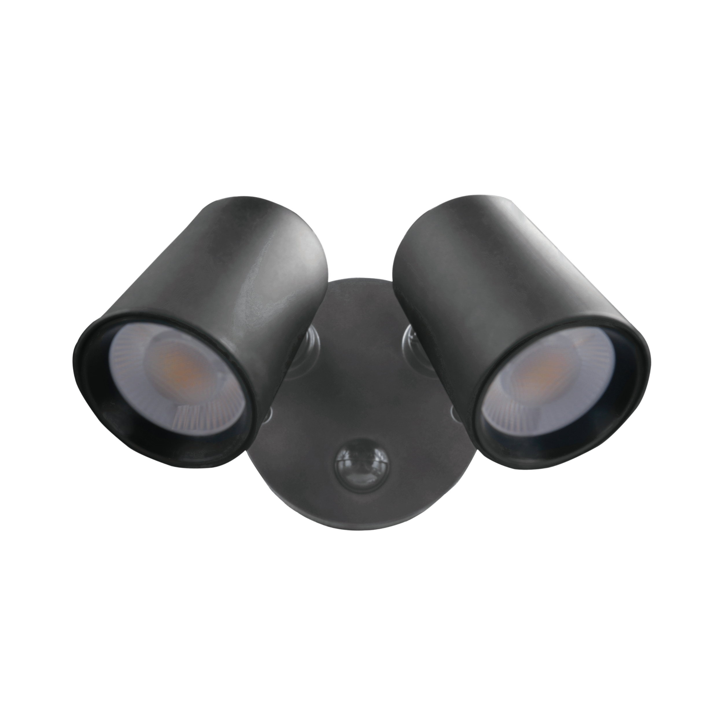 Lor Duo Light Round Plate Wall Spotlight with Sensor - Black