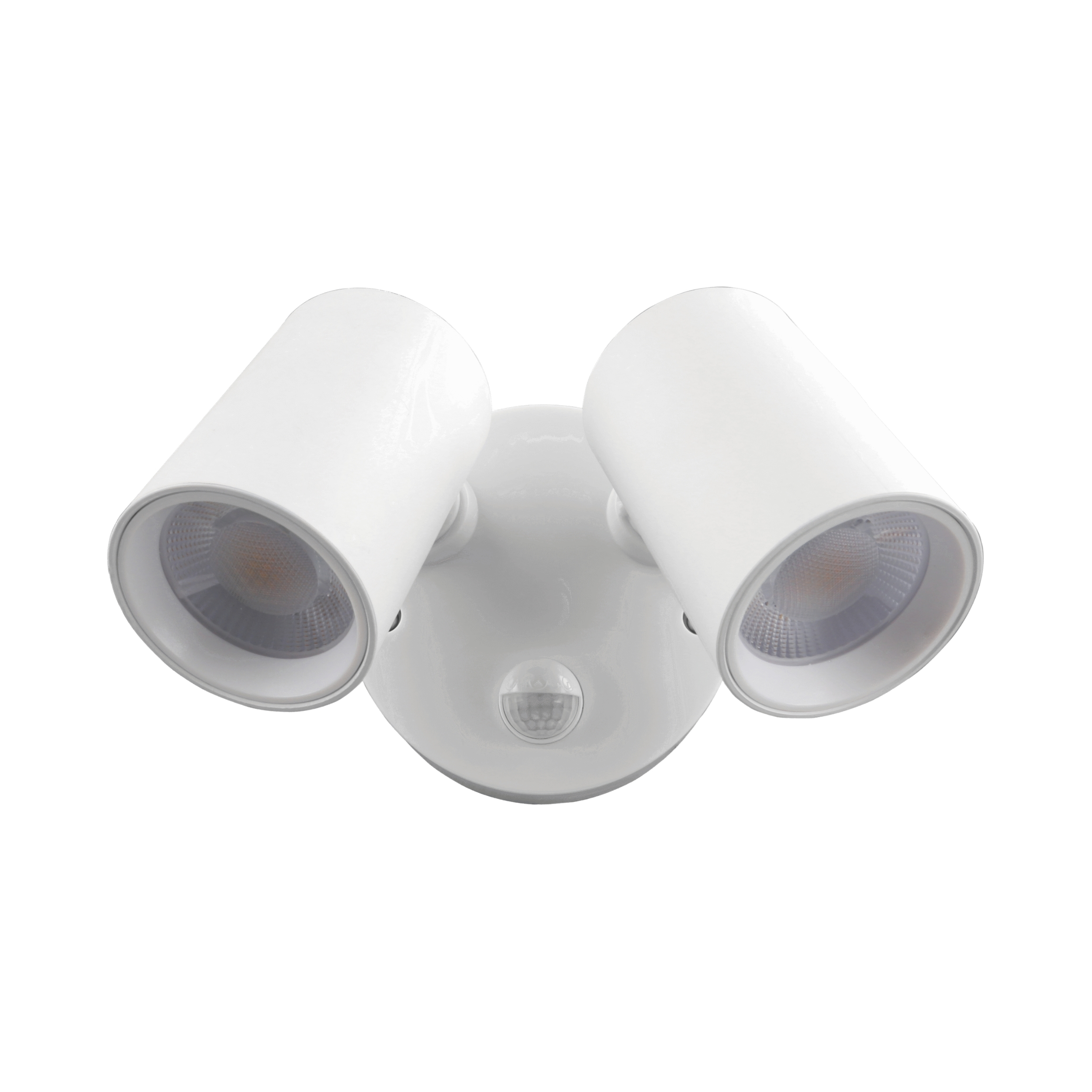 Lor Duo Light Round Plate Wall Spotlight with Sensor - White