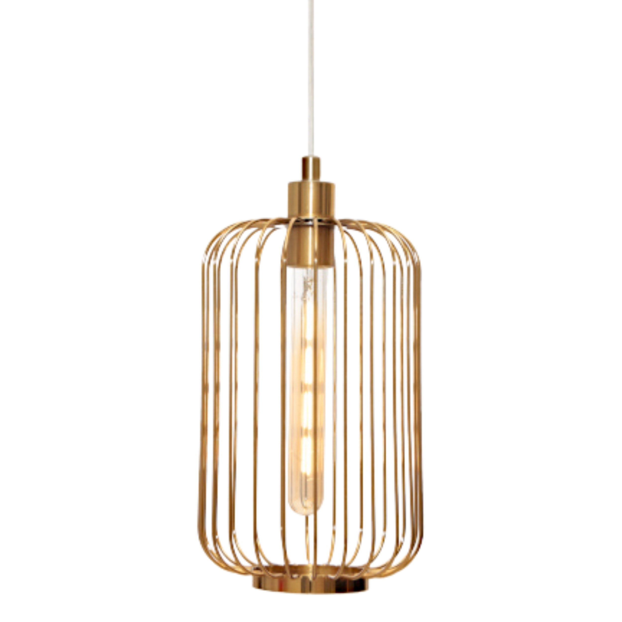 Kurten Cylinder Wire Cage Pendant - Gold