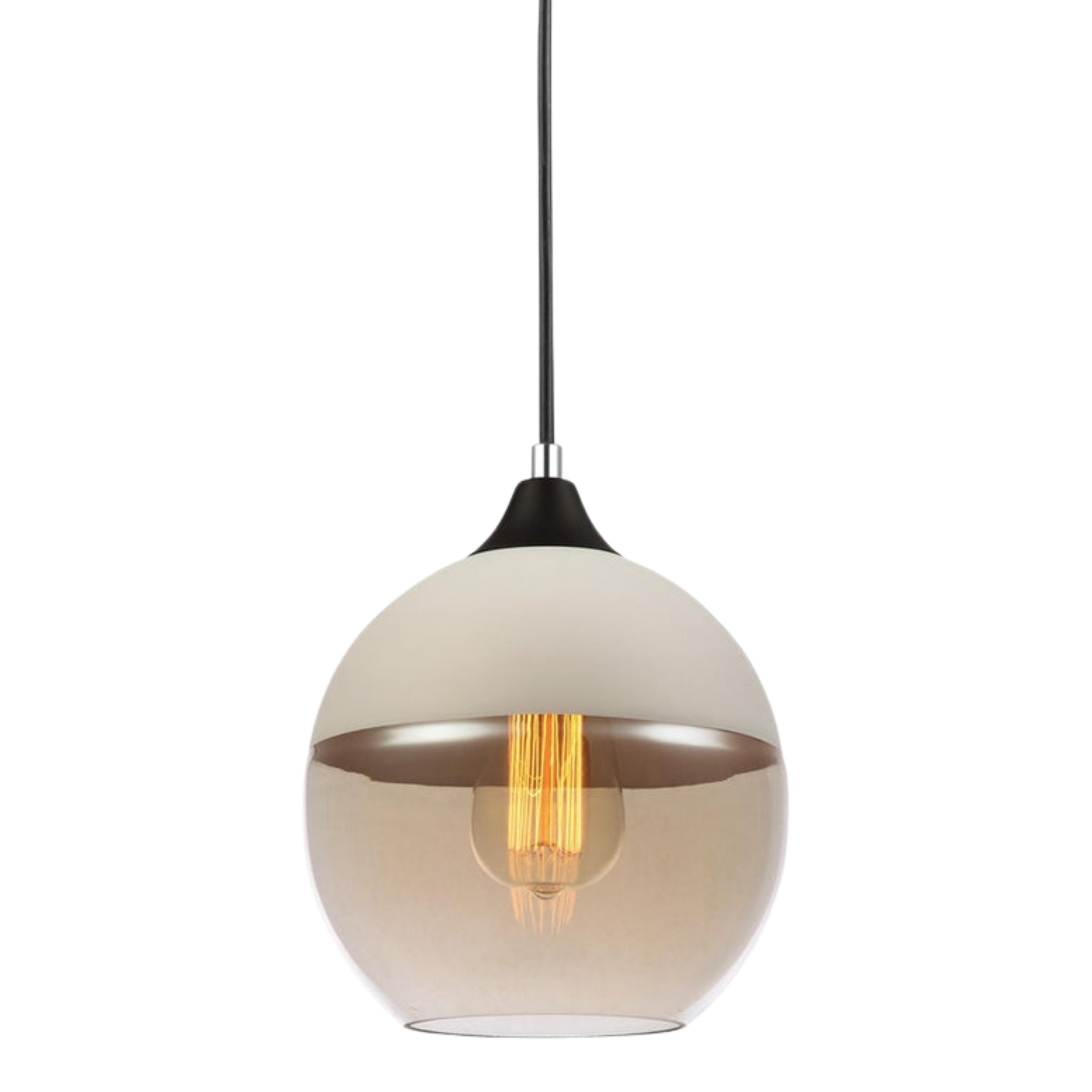 Caretto Amber Glass White Round Pendant