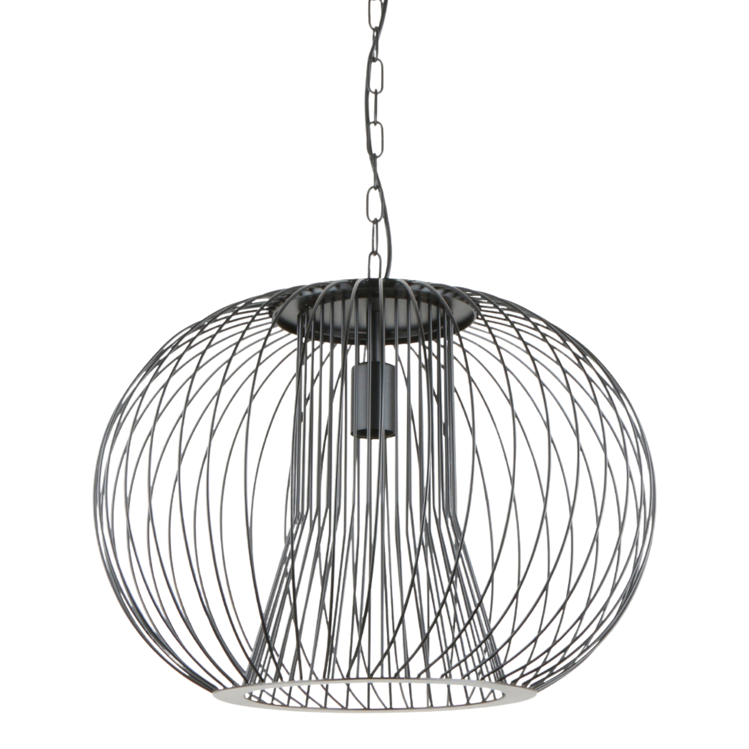 Kapan Round Metal Cage Pendant Light - Black