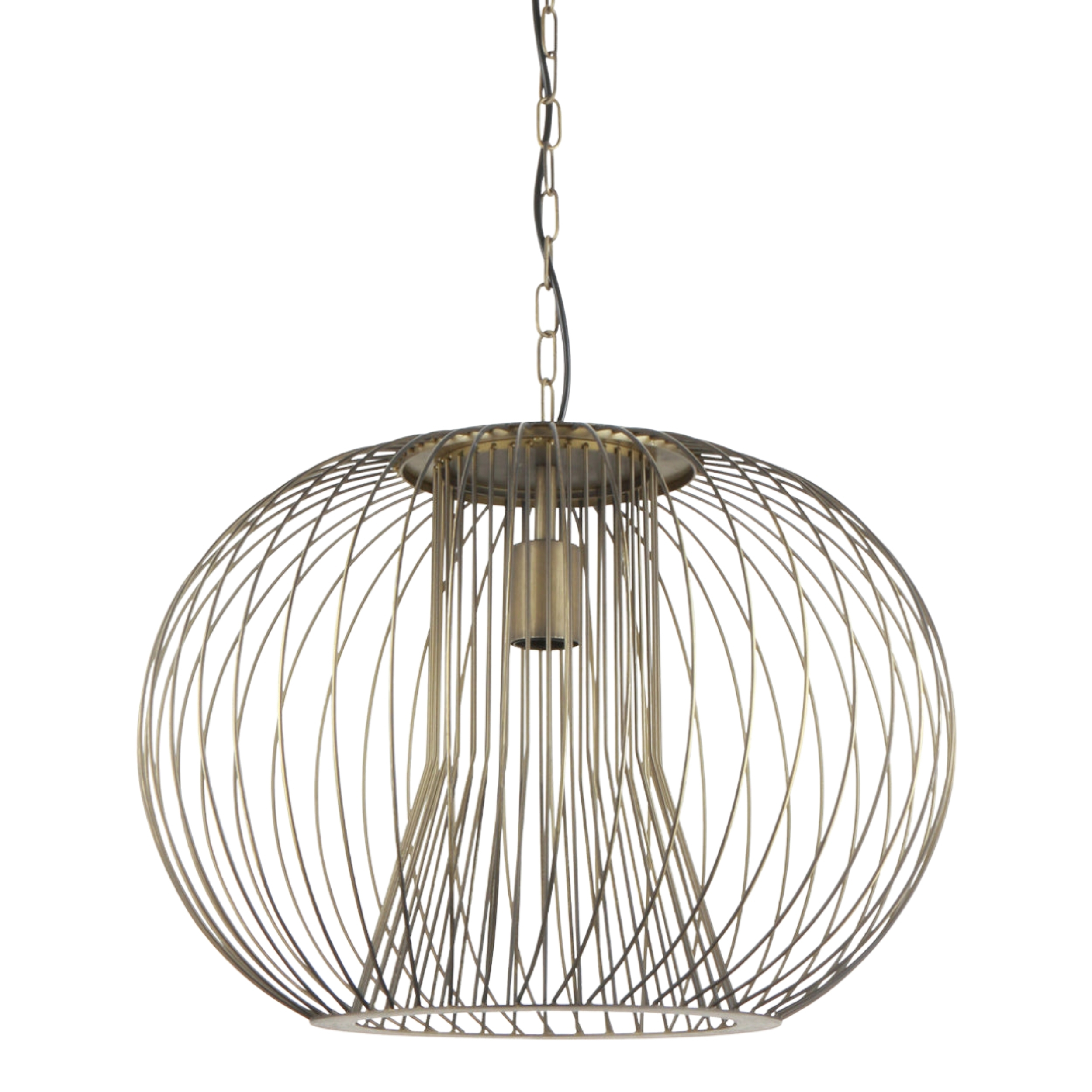 Kapan Round Metal Cage Pendant Light - Brass