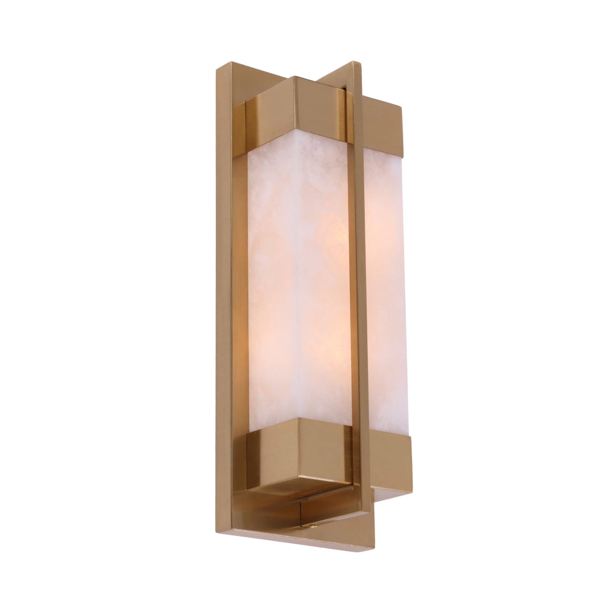 Pyra Rectangular Marble Wall Light - Brass
