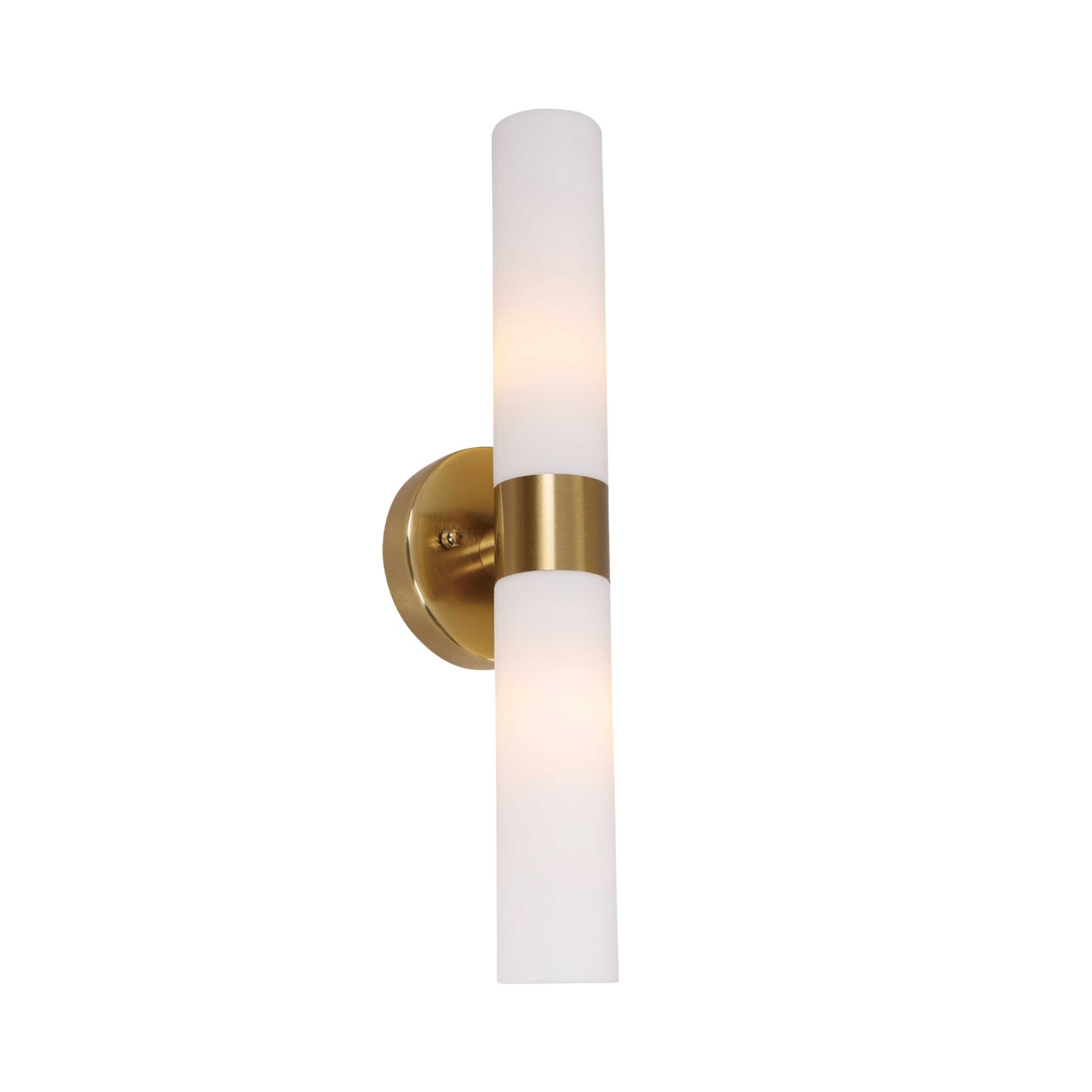 Sevan Tubular Opal Glass Up and Down Wall Light - Brass