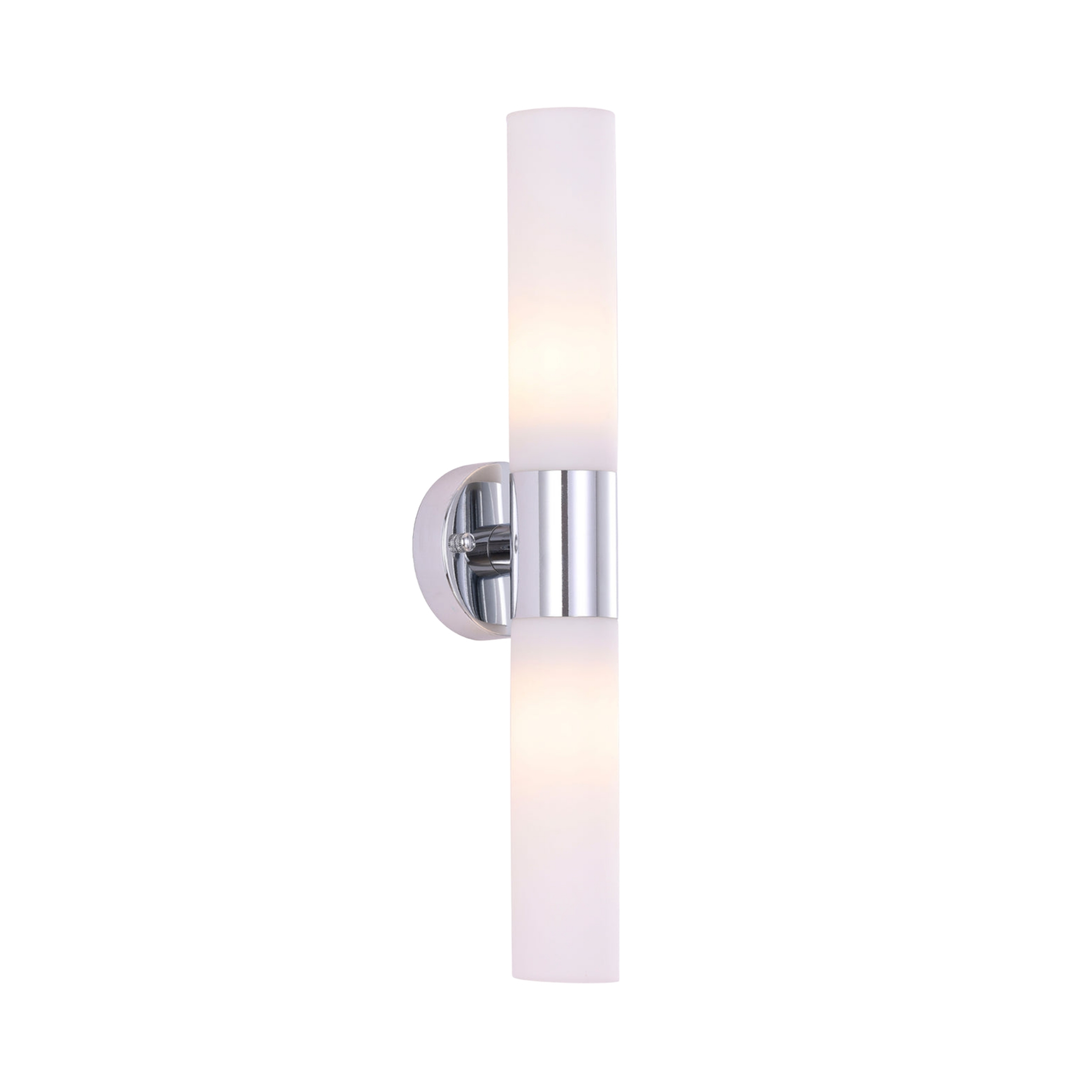 Sevan Tubular Opal Glass Up and Down Wall Light - Chrome