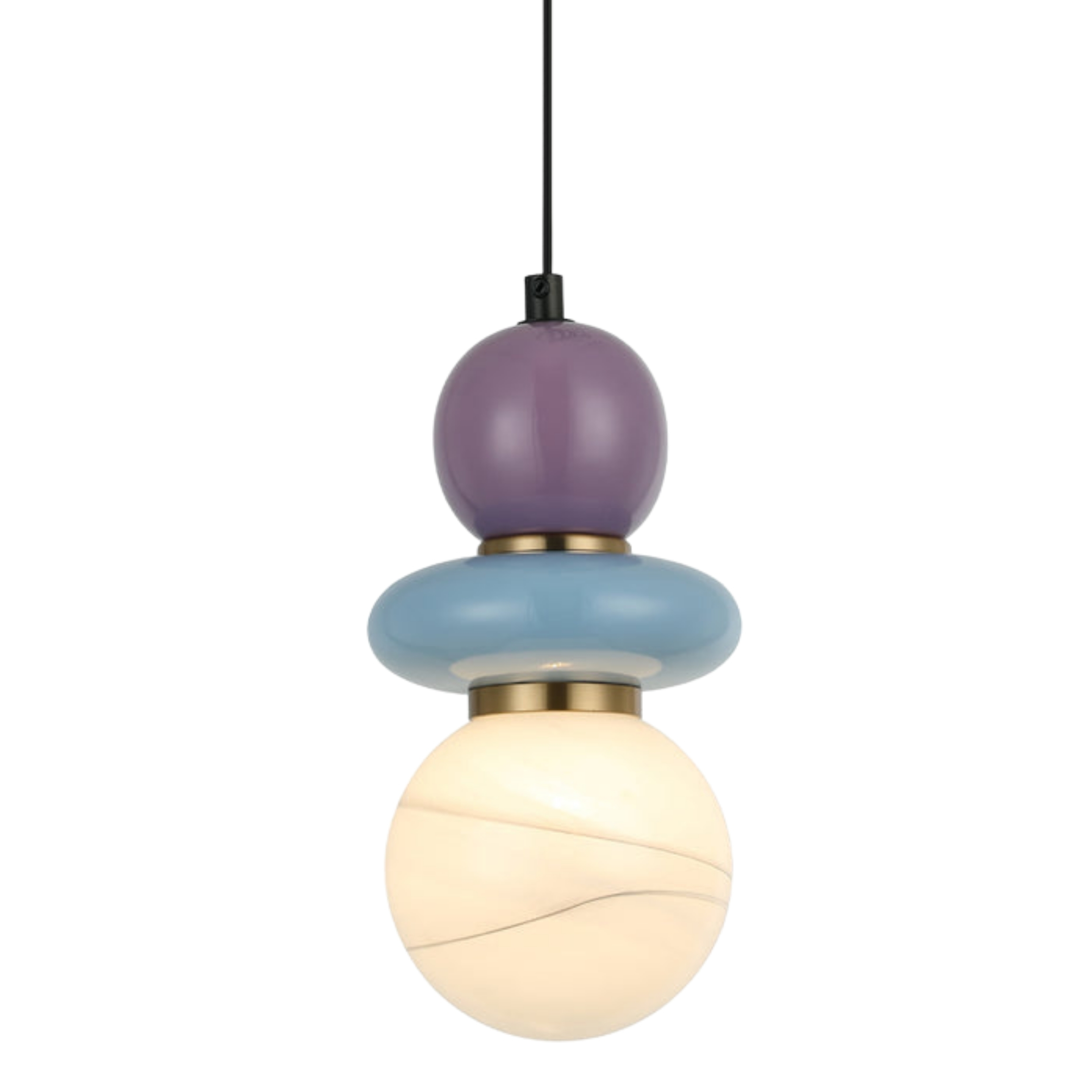 Terania Ceramic Bead Glass Pendant - Blue and Violet
