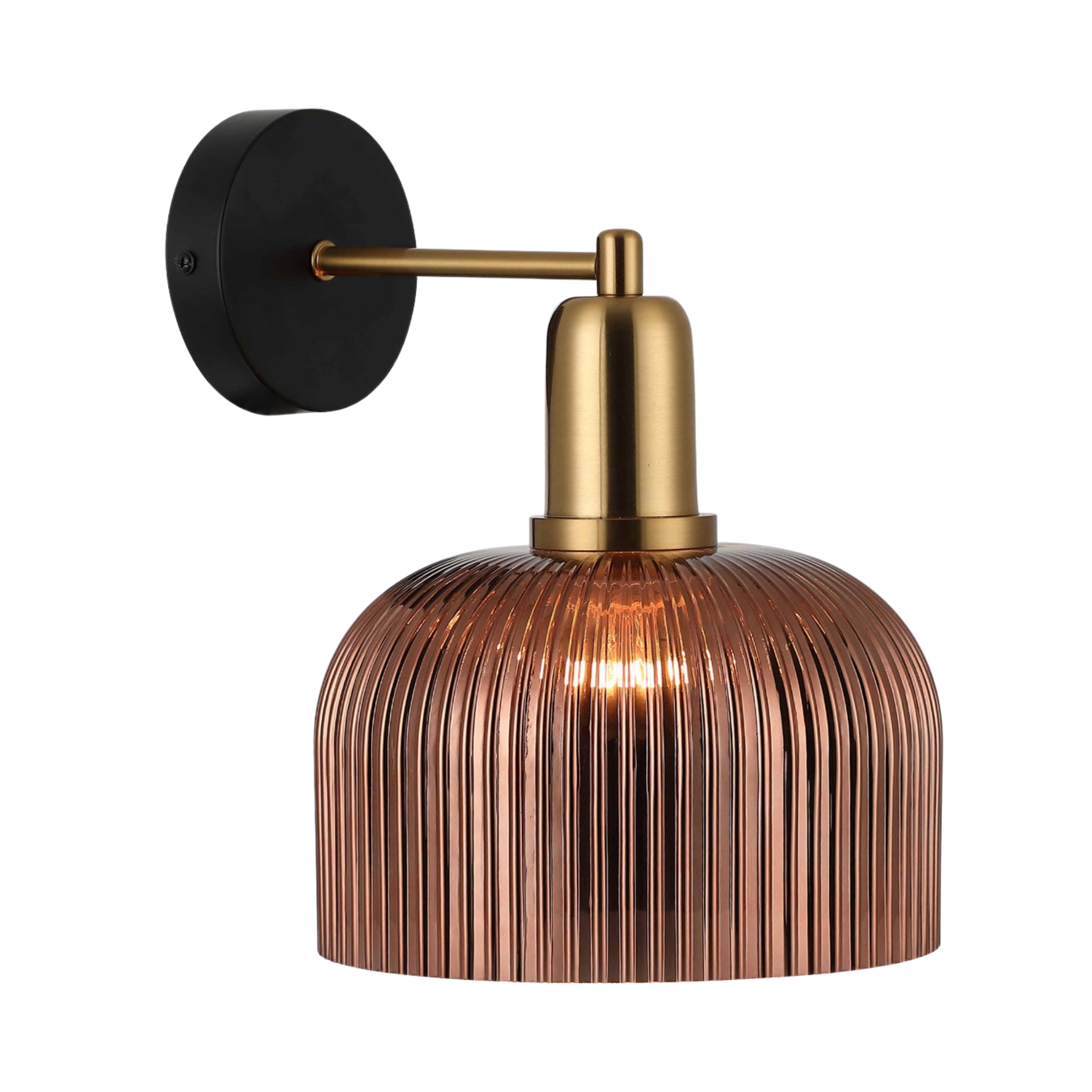 Valencia Dome Copper Painted Ribbed Glass Wall Light