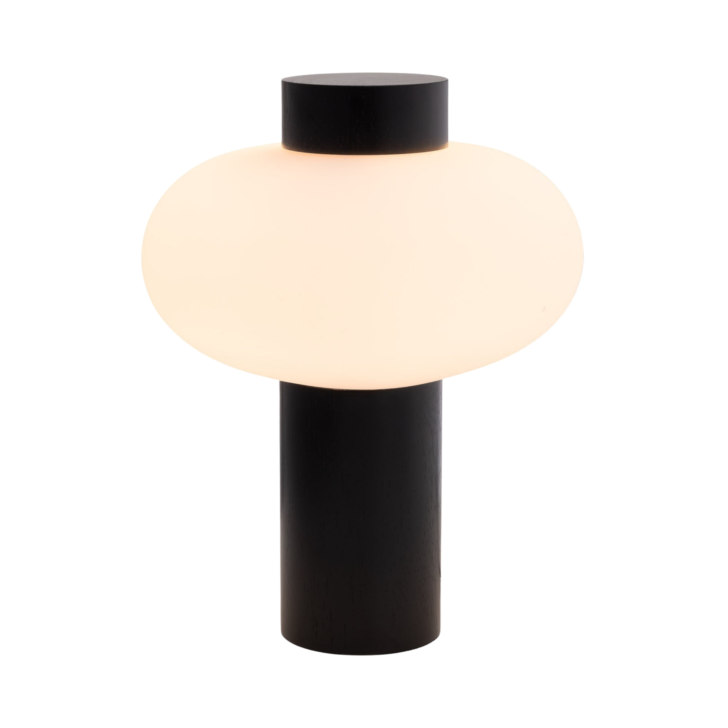 Asele Black Timber Base Opal Glass Table Lamp
