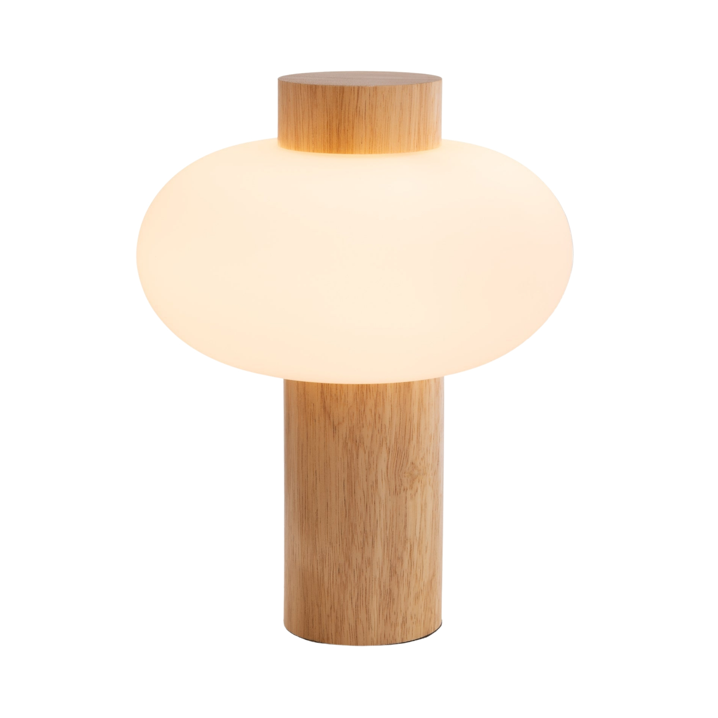 Asele Natural Timber Base Opal Glass Table Lamp