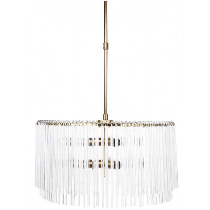 Zephanie Round Brass Crystal Drops Pendant Light