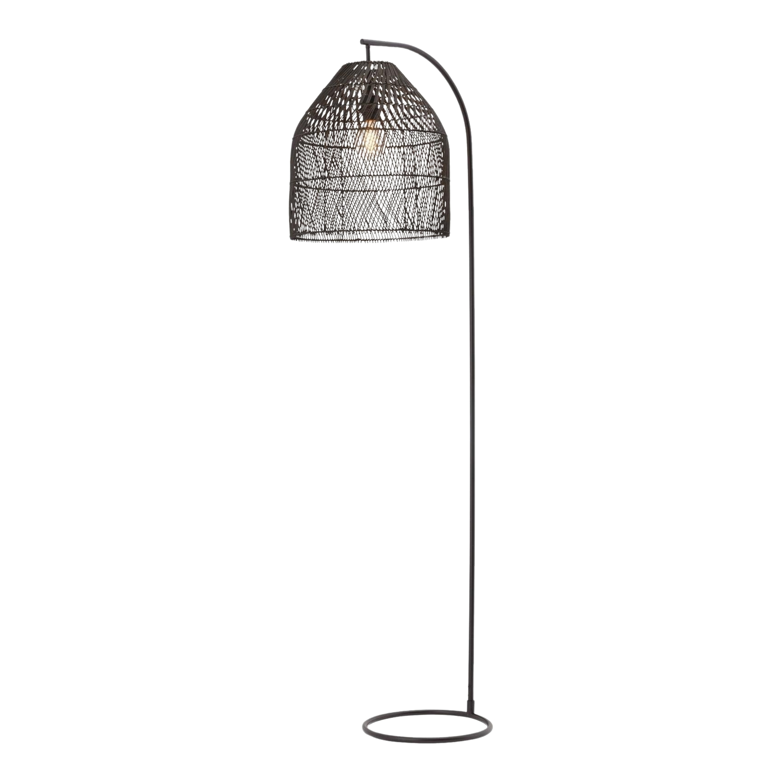 Tyreso Black Rattan Bell Shade Scandi Floor Lamp