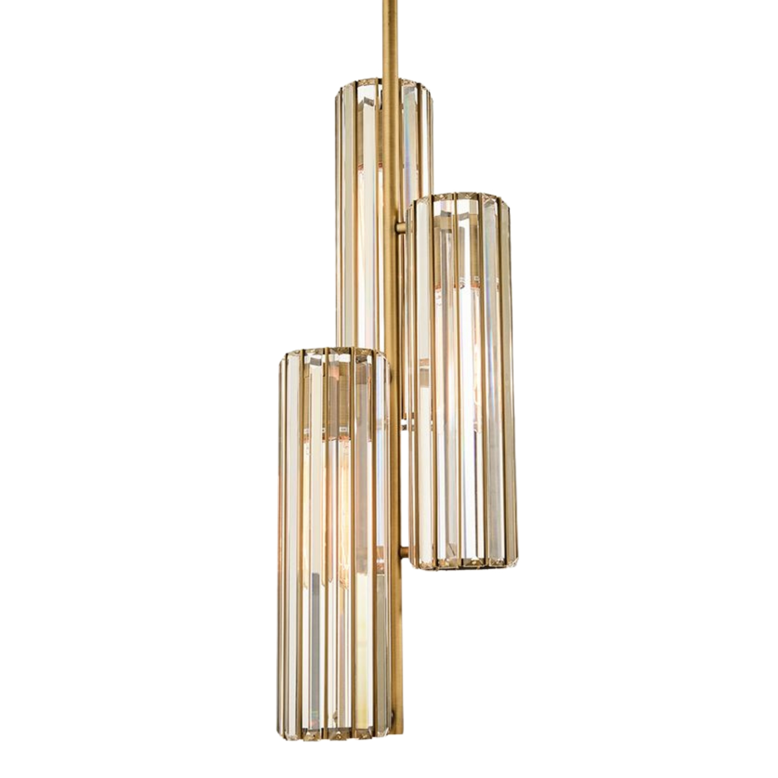 Baza Cylindrical Faceted Crystal Trio Pendant