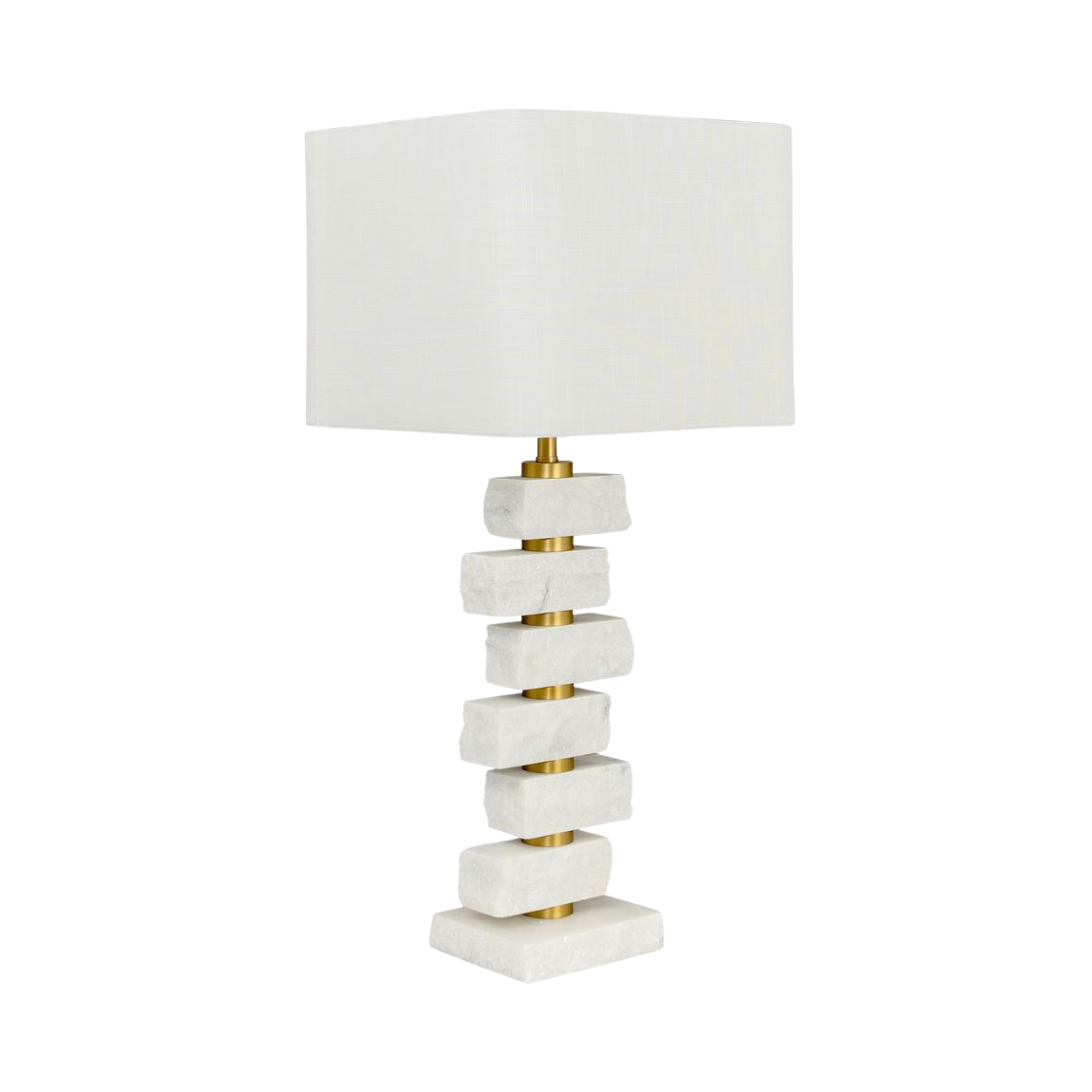 Elche White Stacked Stone Angular Table Lamp