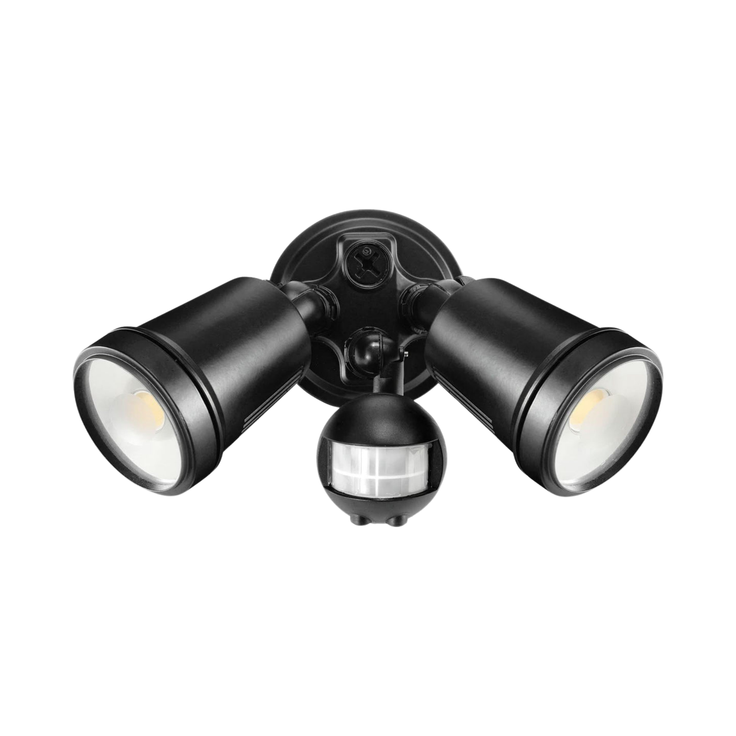 Hunter III IP44 Twin LED Floodlight with Sensor - Black