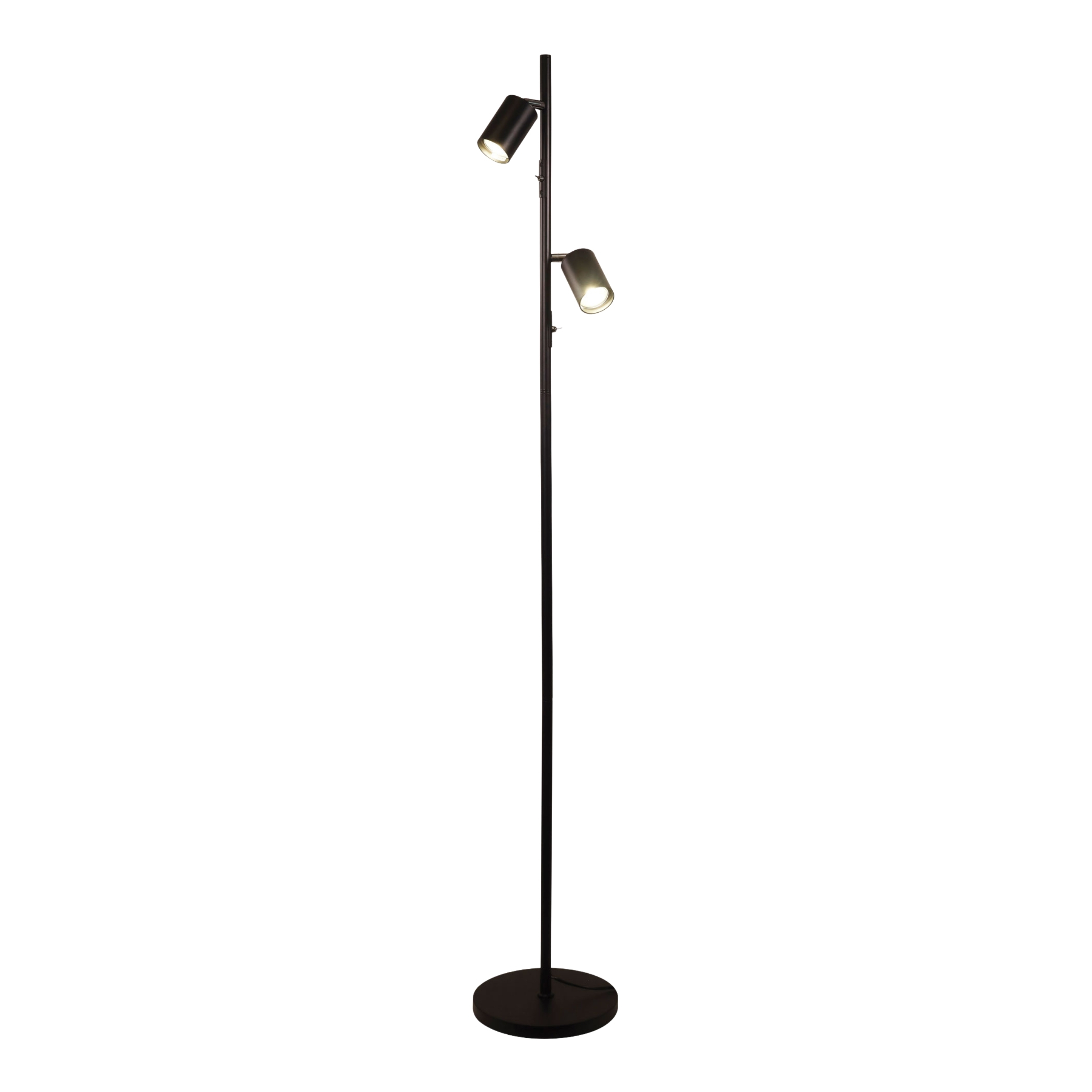 Alpore Twin Light Matt Black Spotlight Floor Lamp