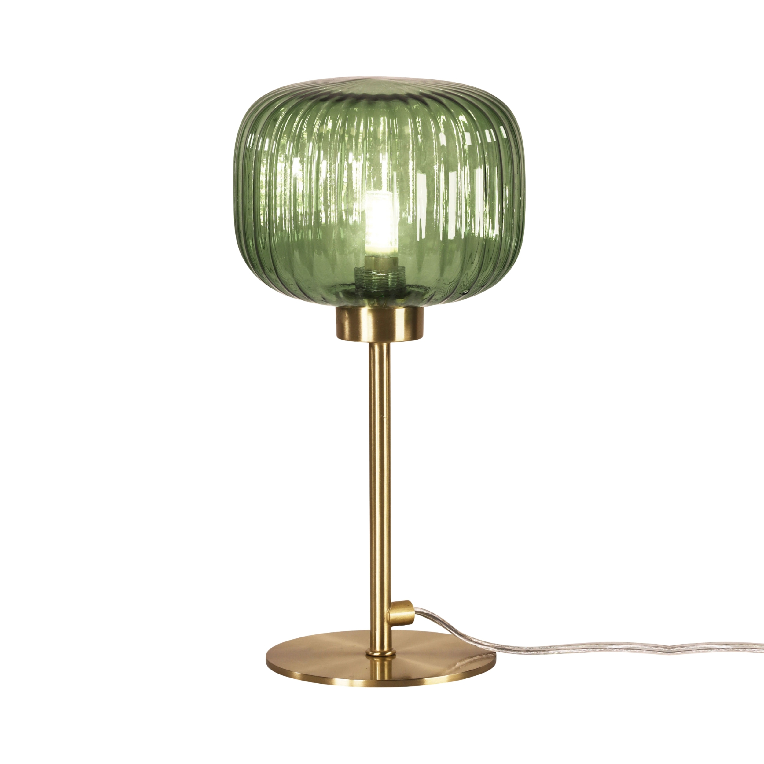 Apello Green Ribbed Optic Glass Brass Table Lamp
