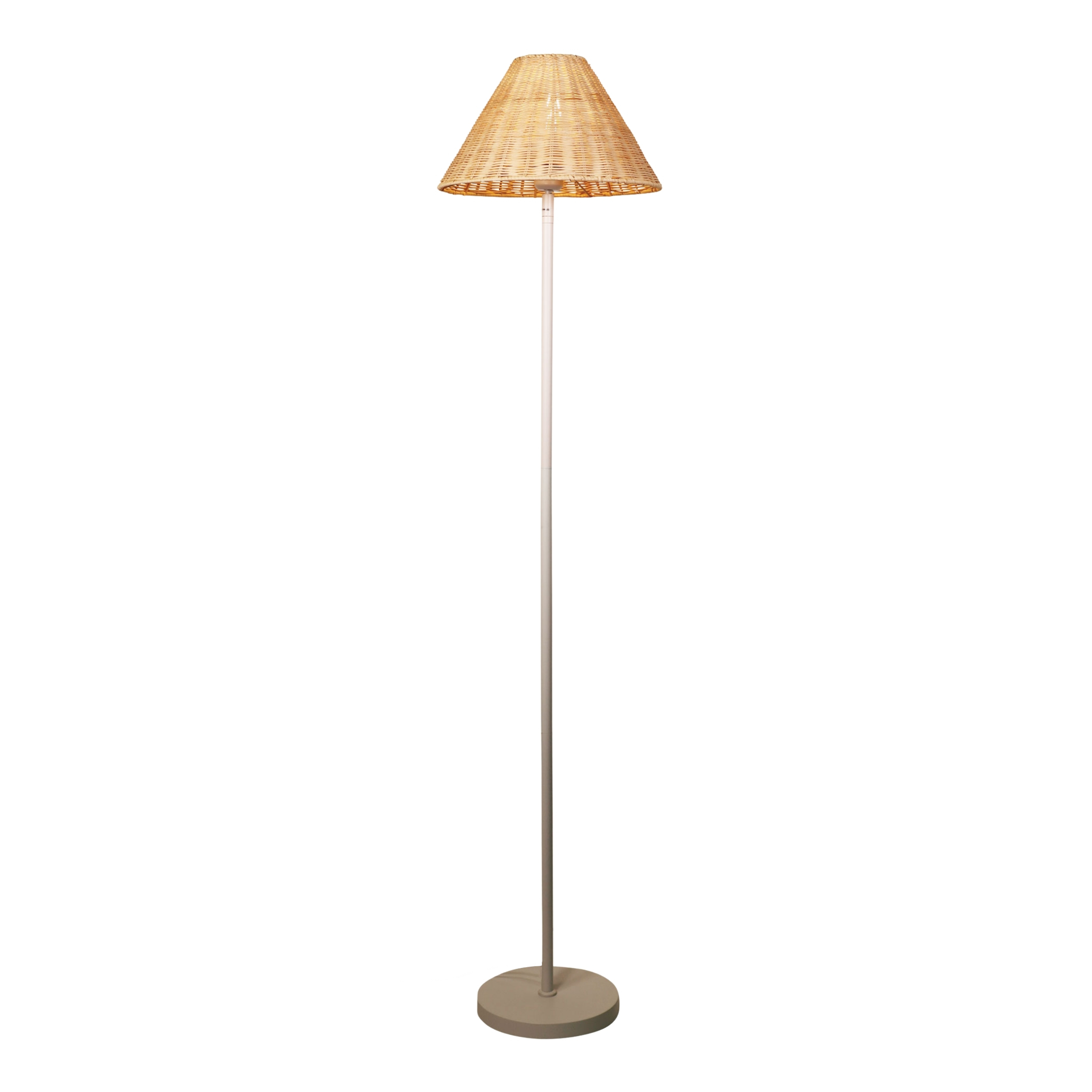 Dunstable Rattan Cone White Floor Lamp