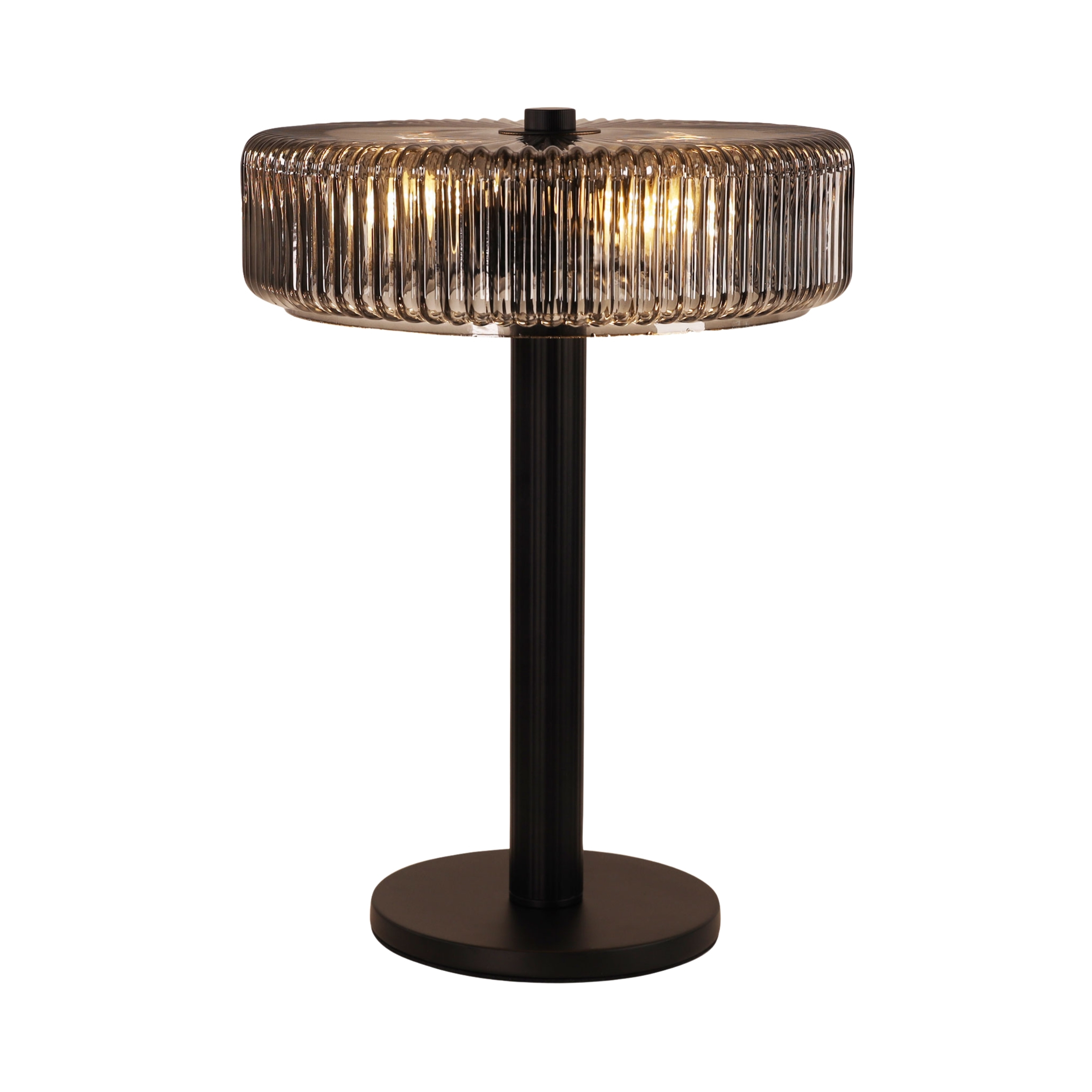 Ilagan Smoke Ribbed Optic Glass Black Table Lamp