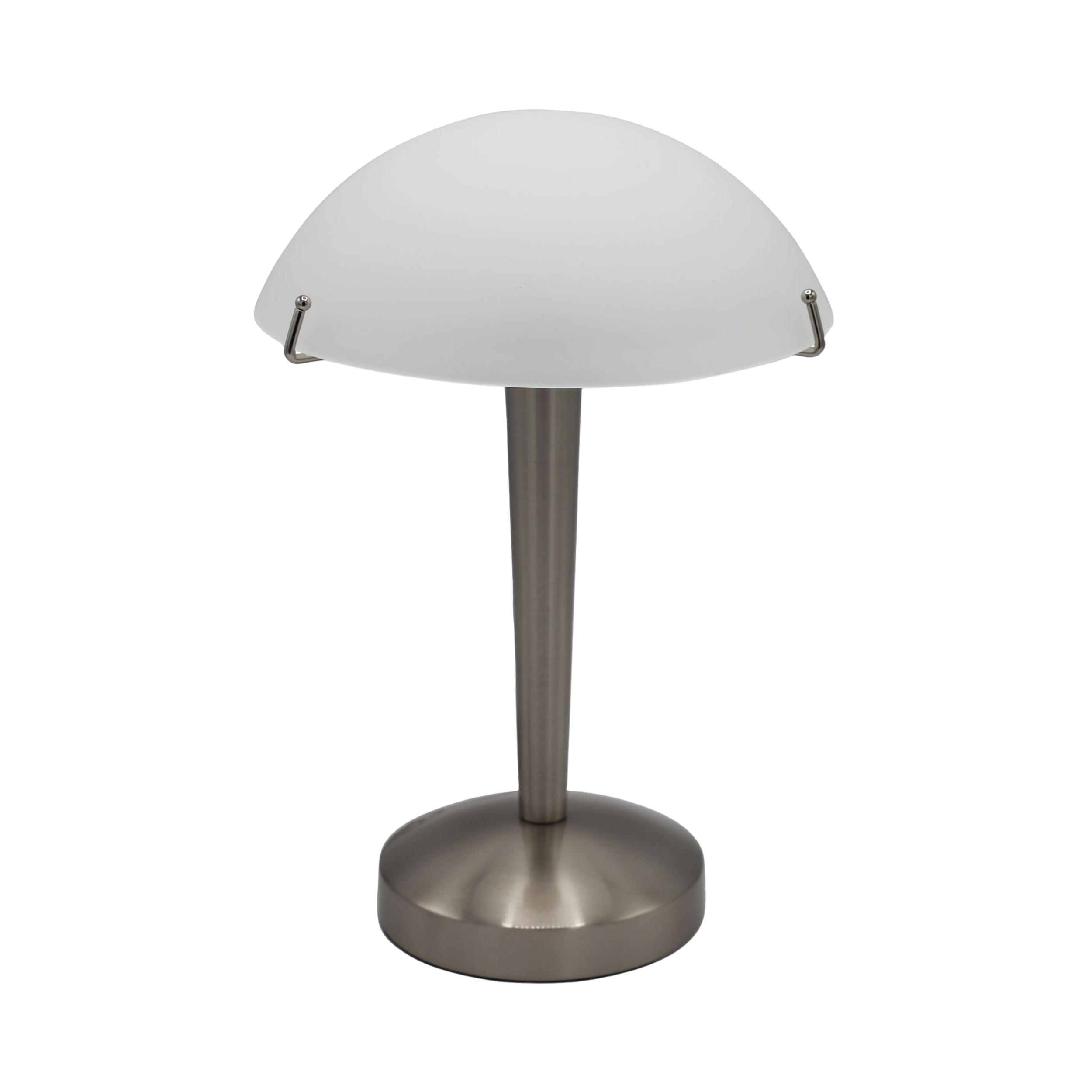 Penrith Brushed Chrome Glass Dome Touch Table Lamp