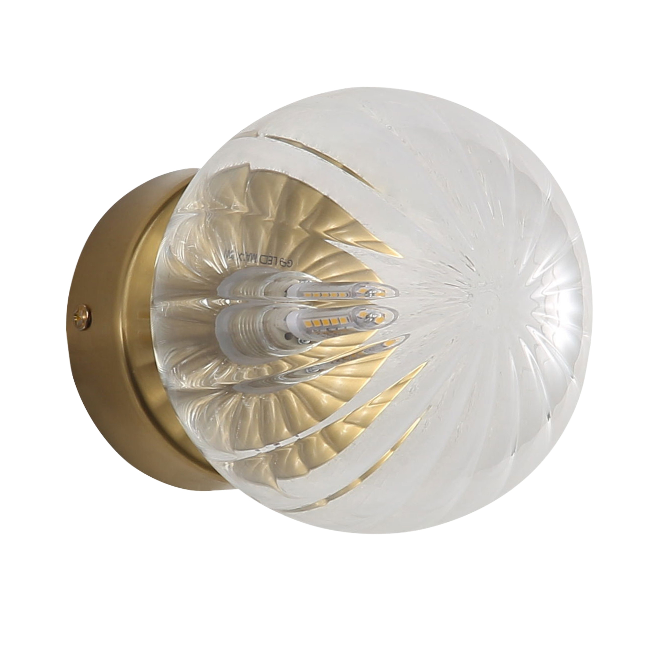 Viejo IP44 Ribbed Optic Glass Brass Wall Light - Clear