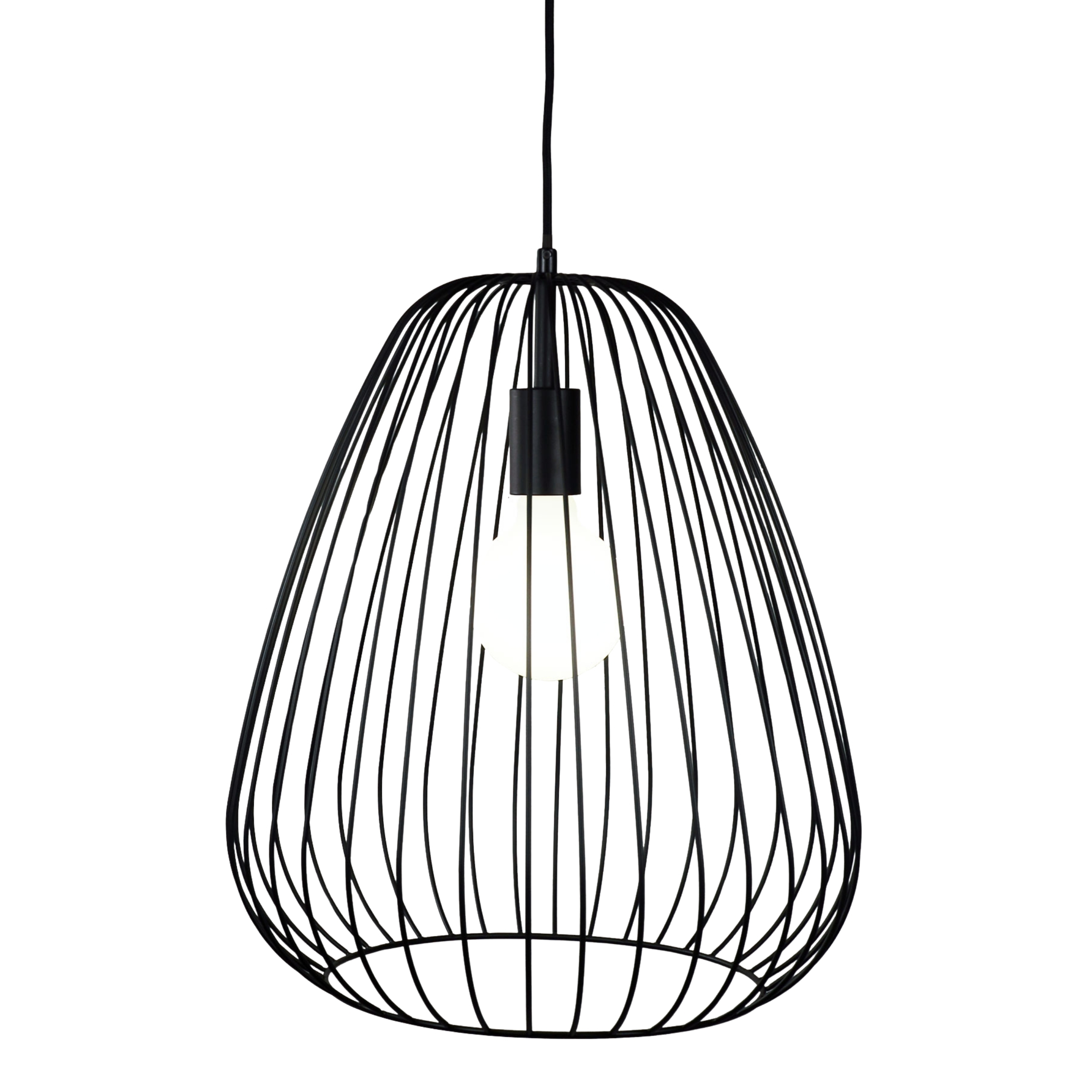 Hartlepool Teardrop Open Wire Cage Pendant - Black