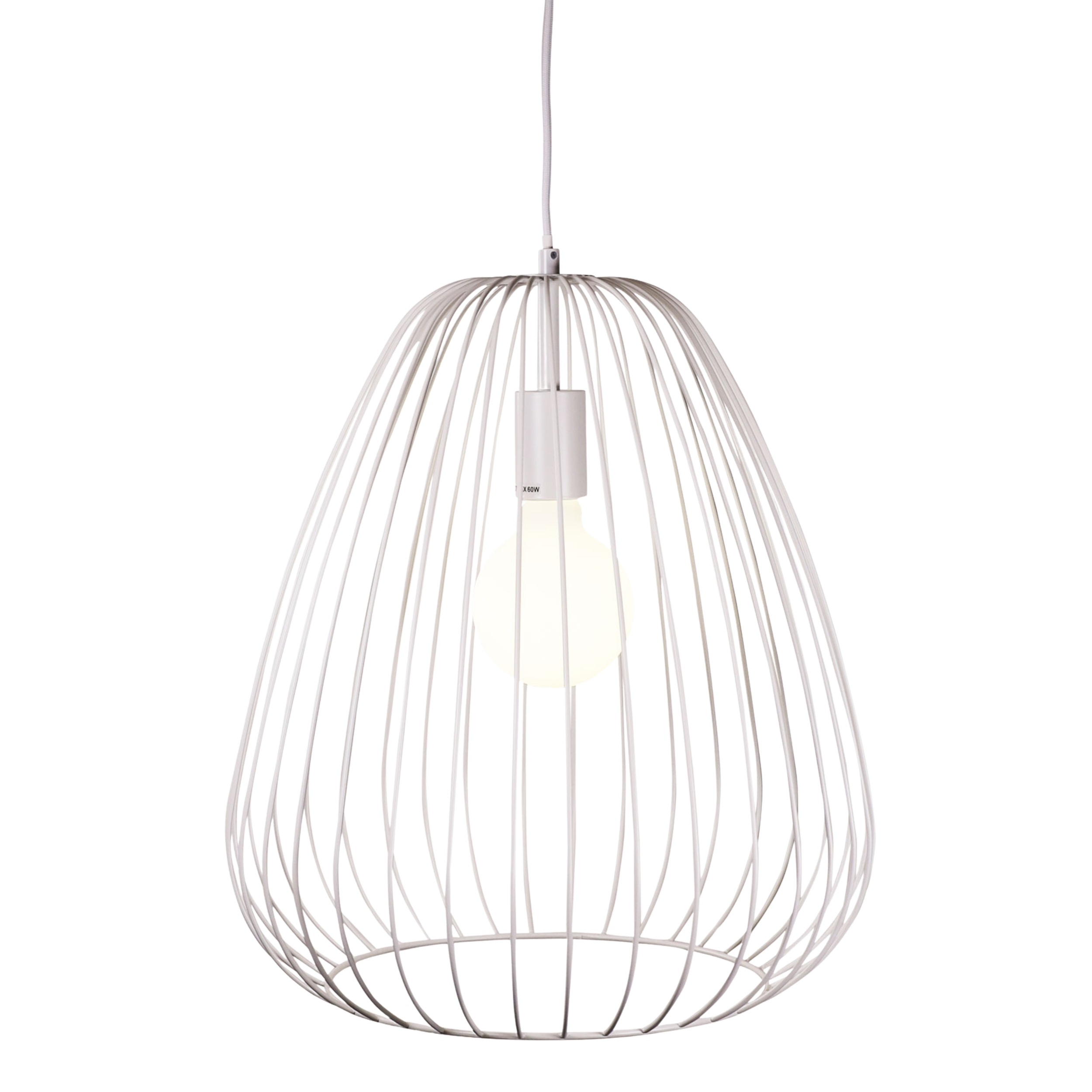 Hartlepool Teardrop Open Wire Cage Pendant - White
