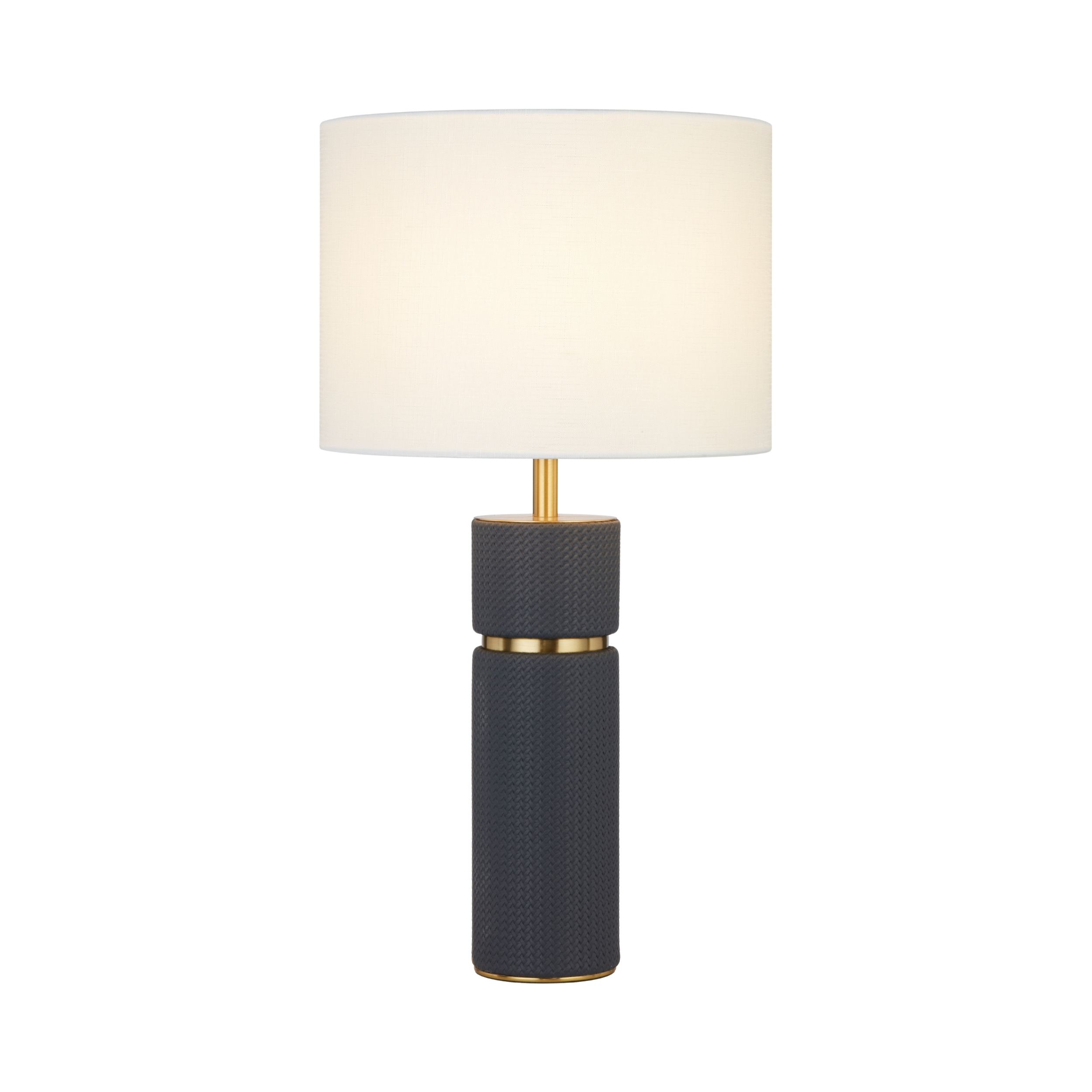 Nevo Blue Vegan Leather Table Lamp with Ivory Shade