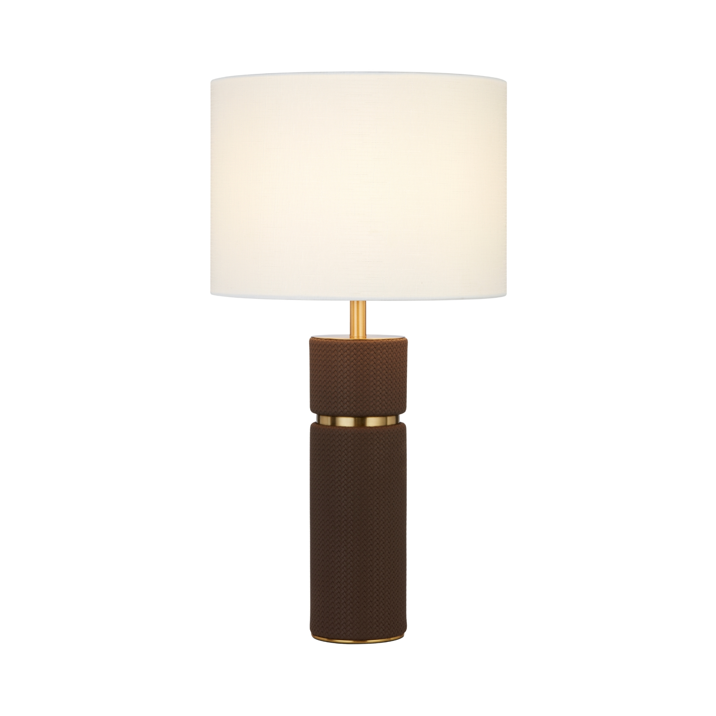 Nevo Brown Vegan Leather Table Lamp with Ivory Shade