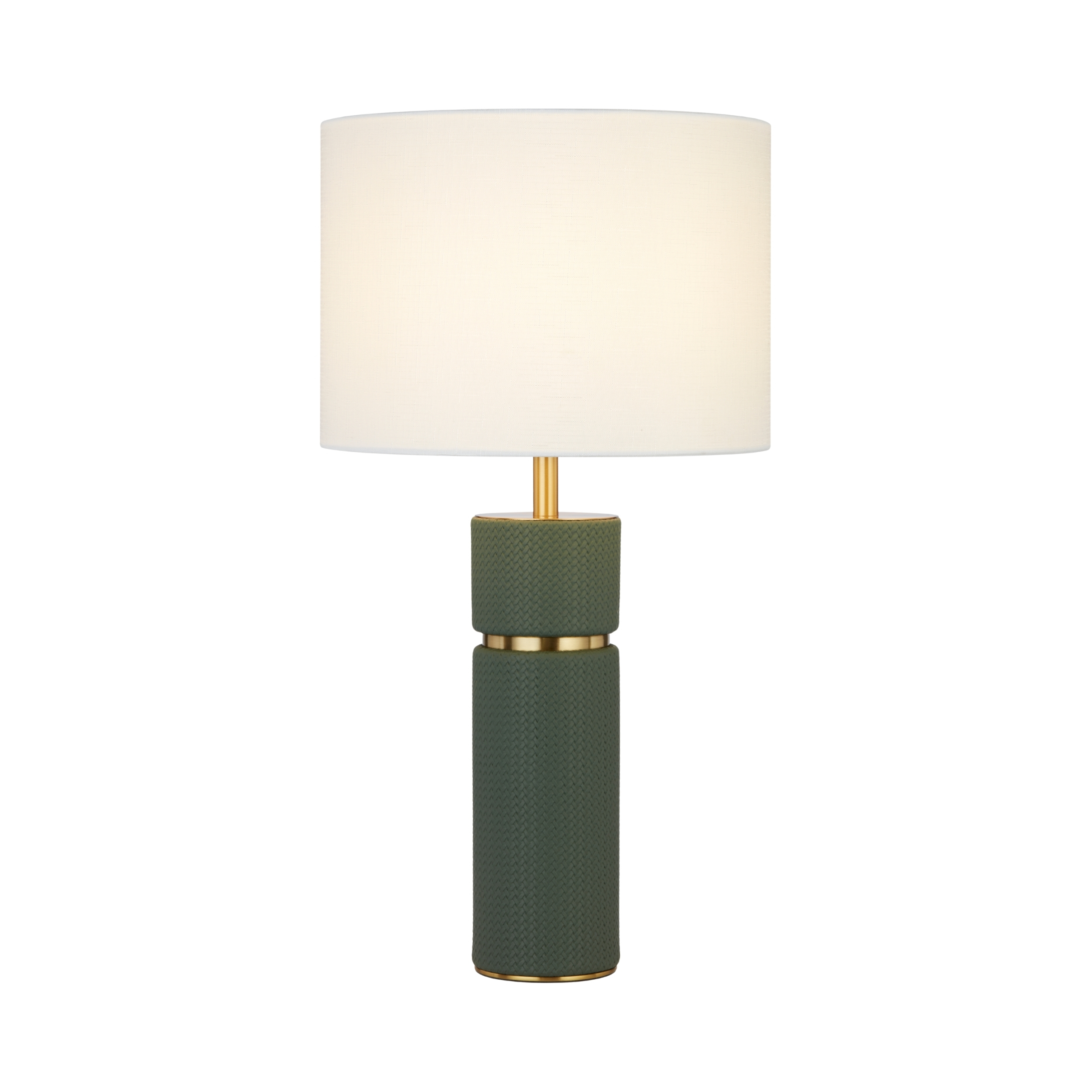 Nevo Green Vegan Leather Table Lamp with Ivory Shade