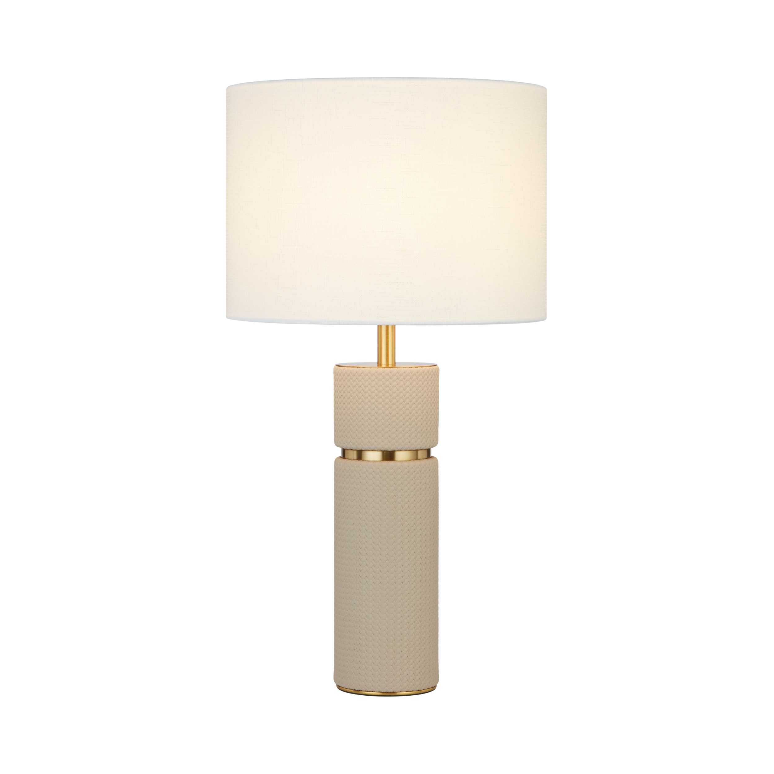Nevo Taupe Vegan Leather Table Lamp with Ivory Shade