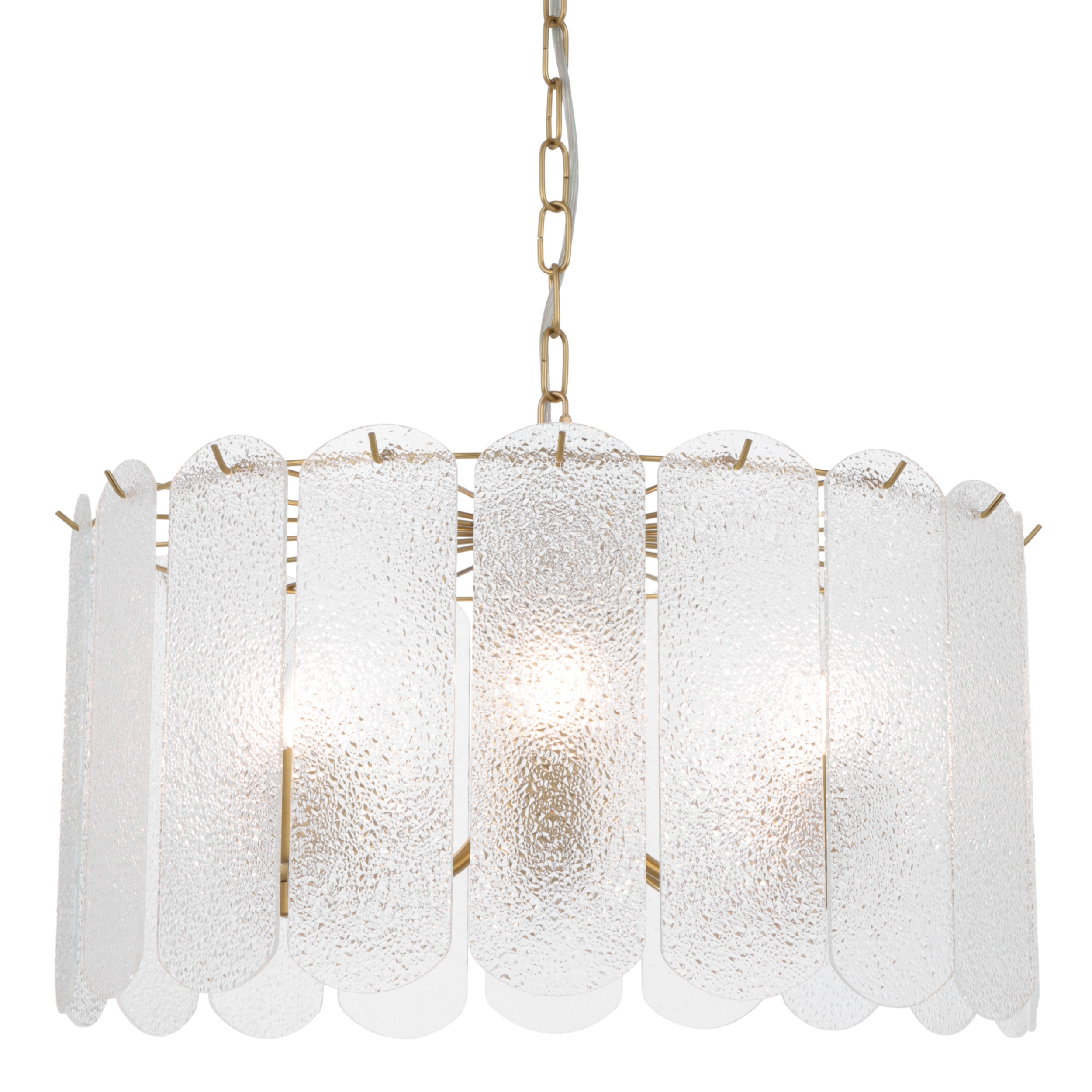 Nicosia 6 Light Textured Glass Pendant - Antique Gold