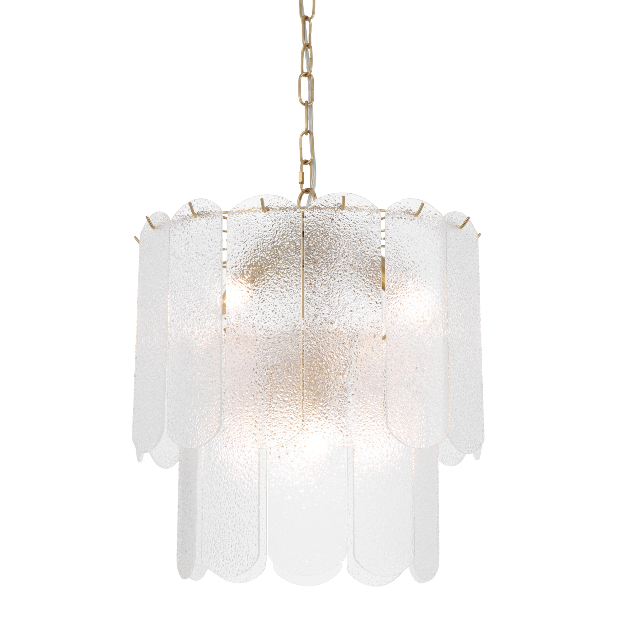 Nicosia 8 Light Textured Glass Pendant - Antique Gold