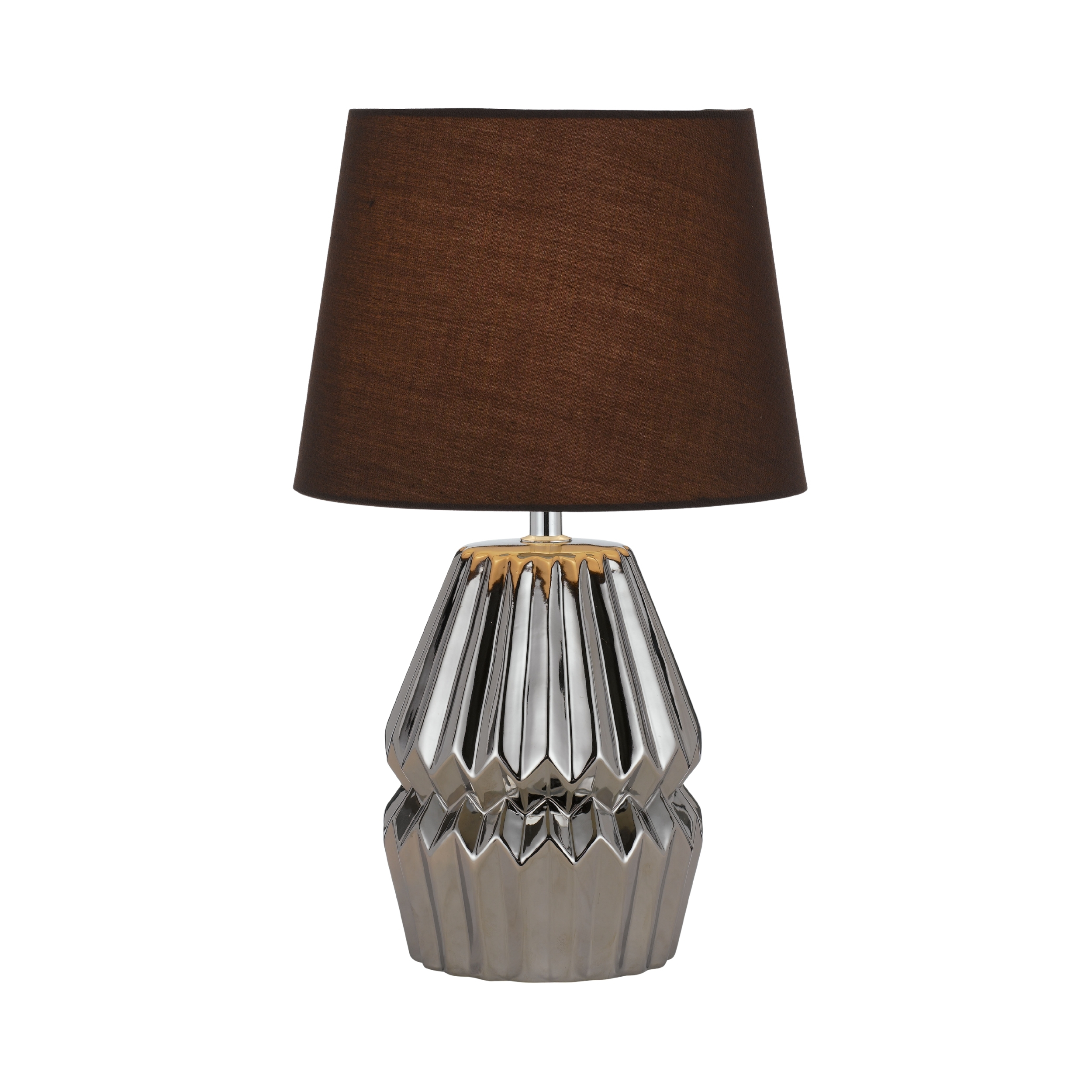 Tragoni Brown Shade Chrome Ceramic Table Lamp