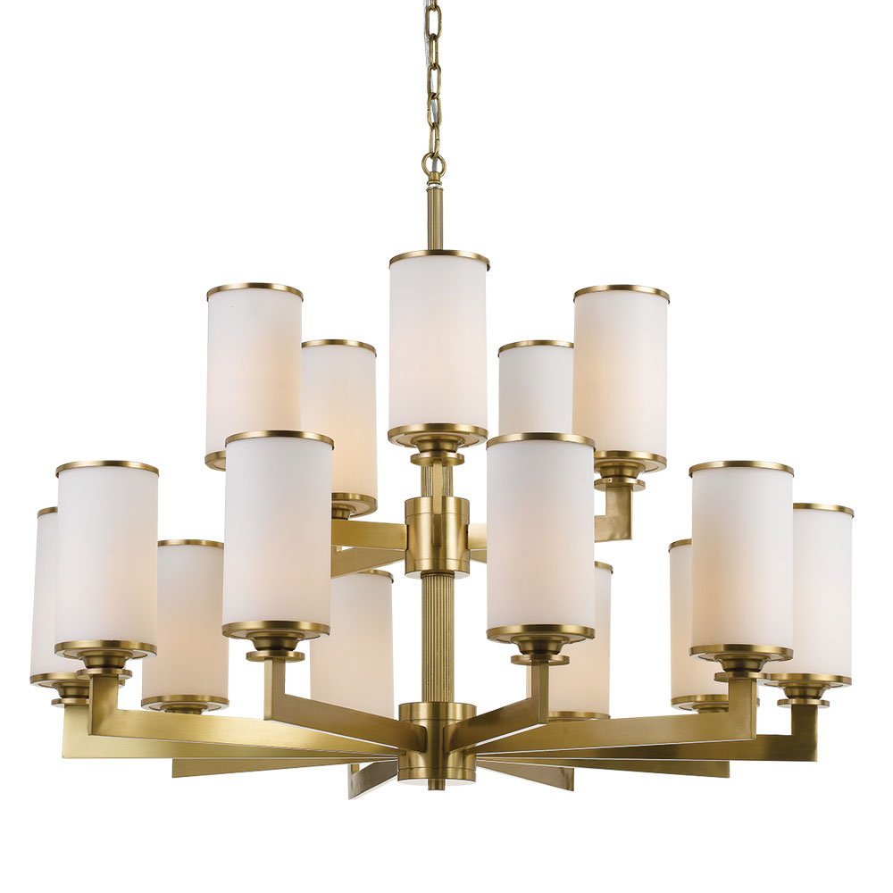 Brass Opal Candle 15 Light Pendant Chandelier