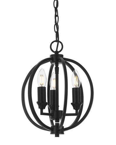 Saturn 3 Light Orb Sphere Pendant Chandelier