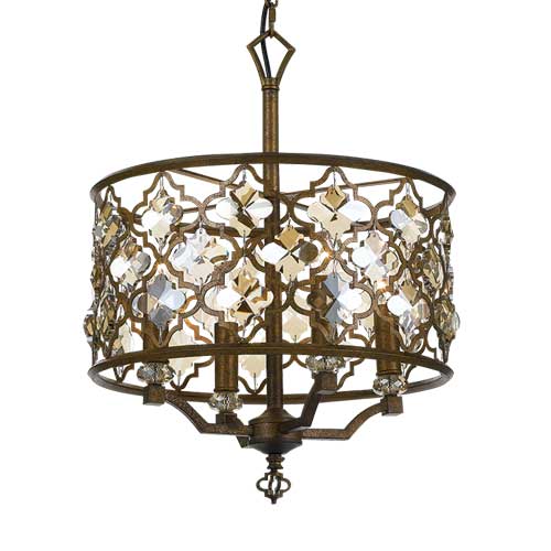 Mimosa 4 Light Aged Brass Round Pendant Light