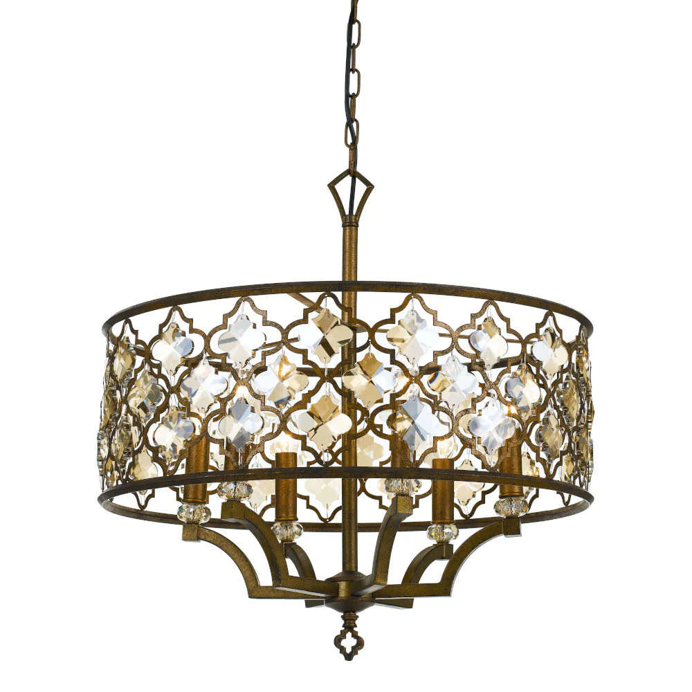 Mimosa 6 Light Aged Brass Round Pendant Light