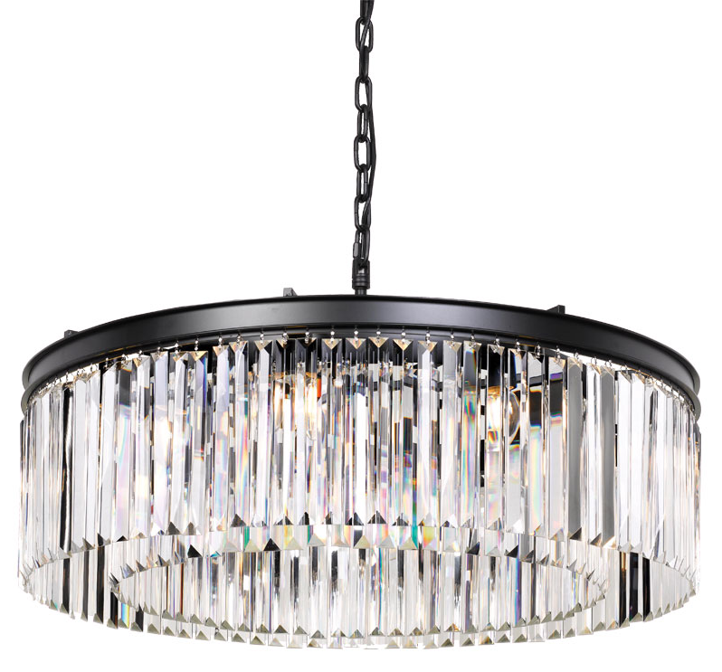 Saint 8 Light Round Crystal Large Pendant Light