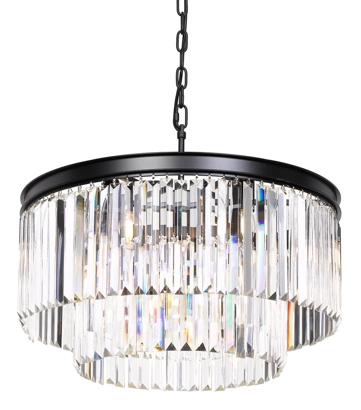 Saint 9 Light Round Crystal Two Tier Pendant Light